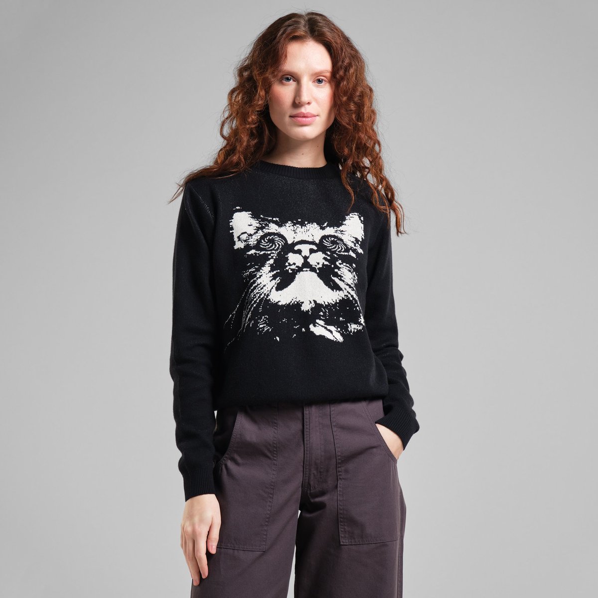 Sweater Arendal Psychedelic Cat Black