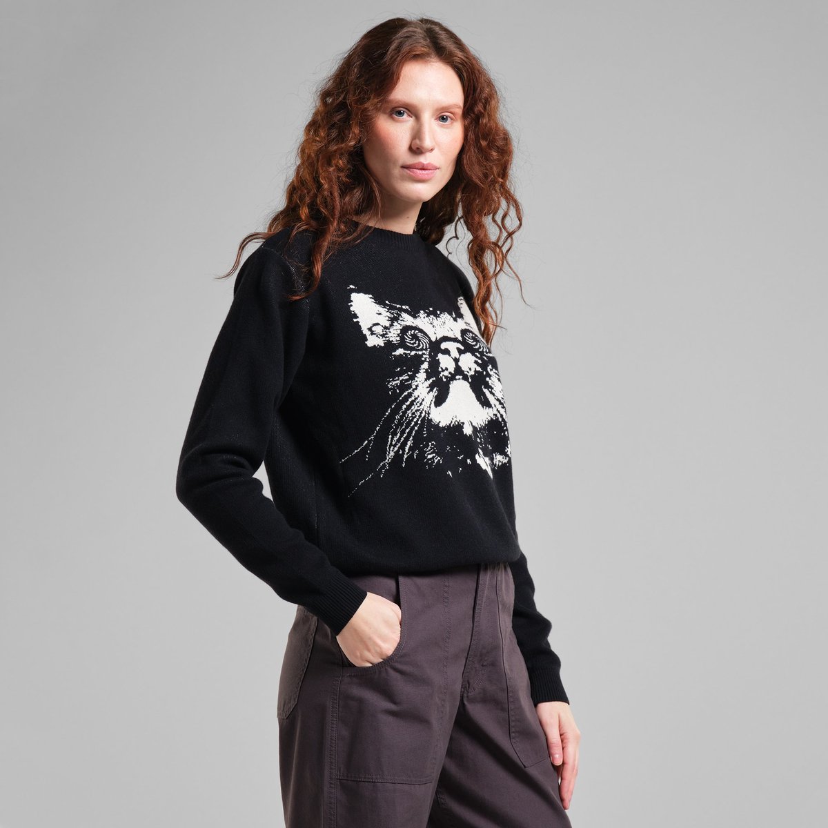 Sweater Arendal Psychedelic Cat Black