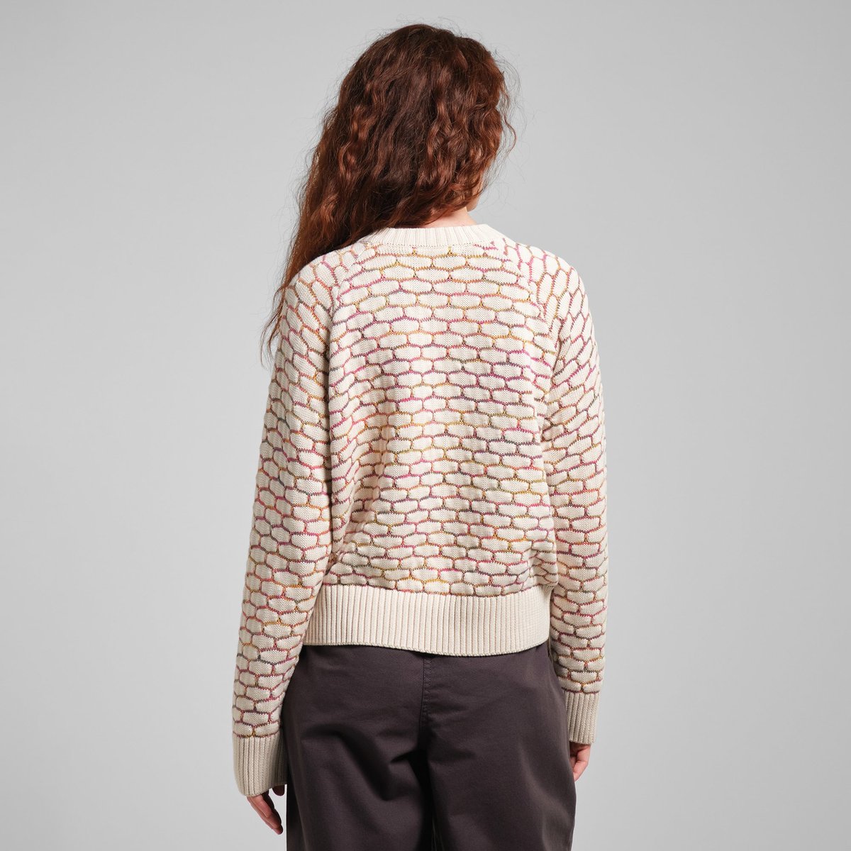 Sweater Husie Honey Comb Vanilla White