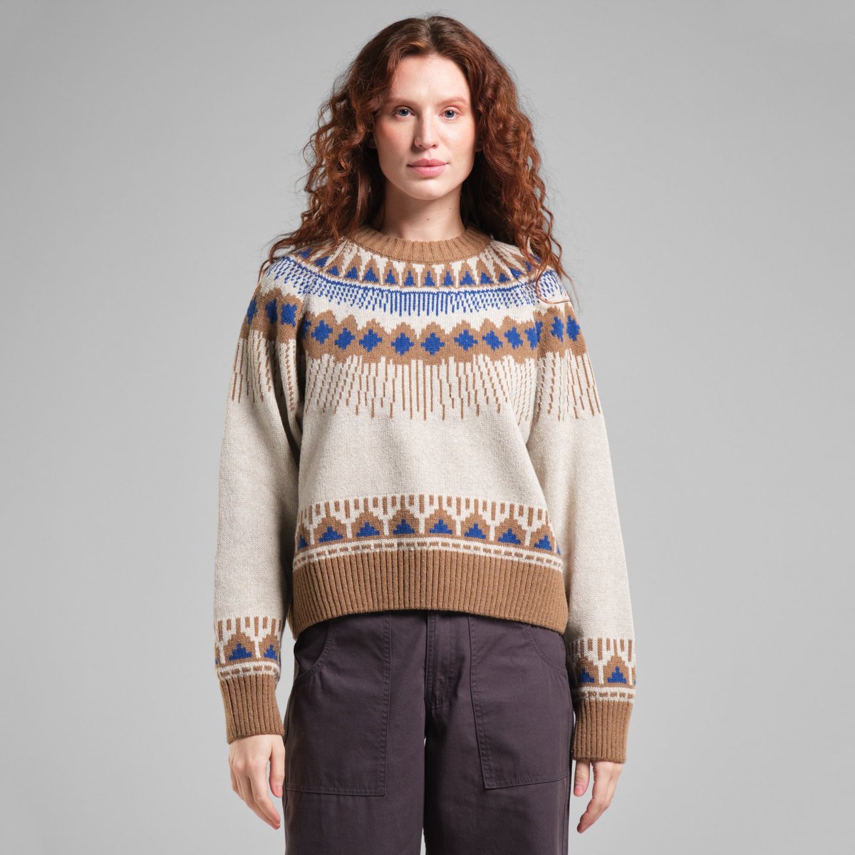 Sweater Senja Fair Isle Pearl White