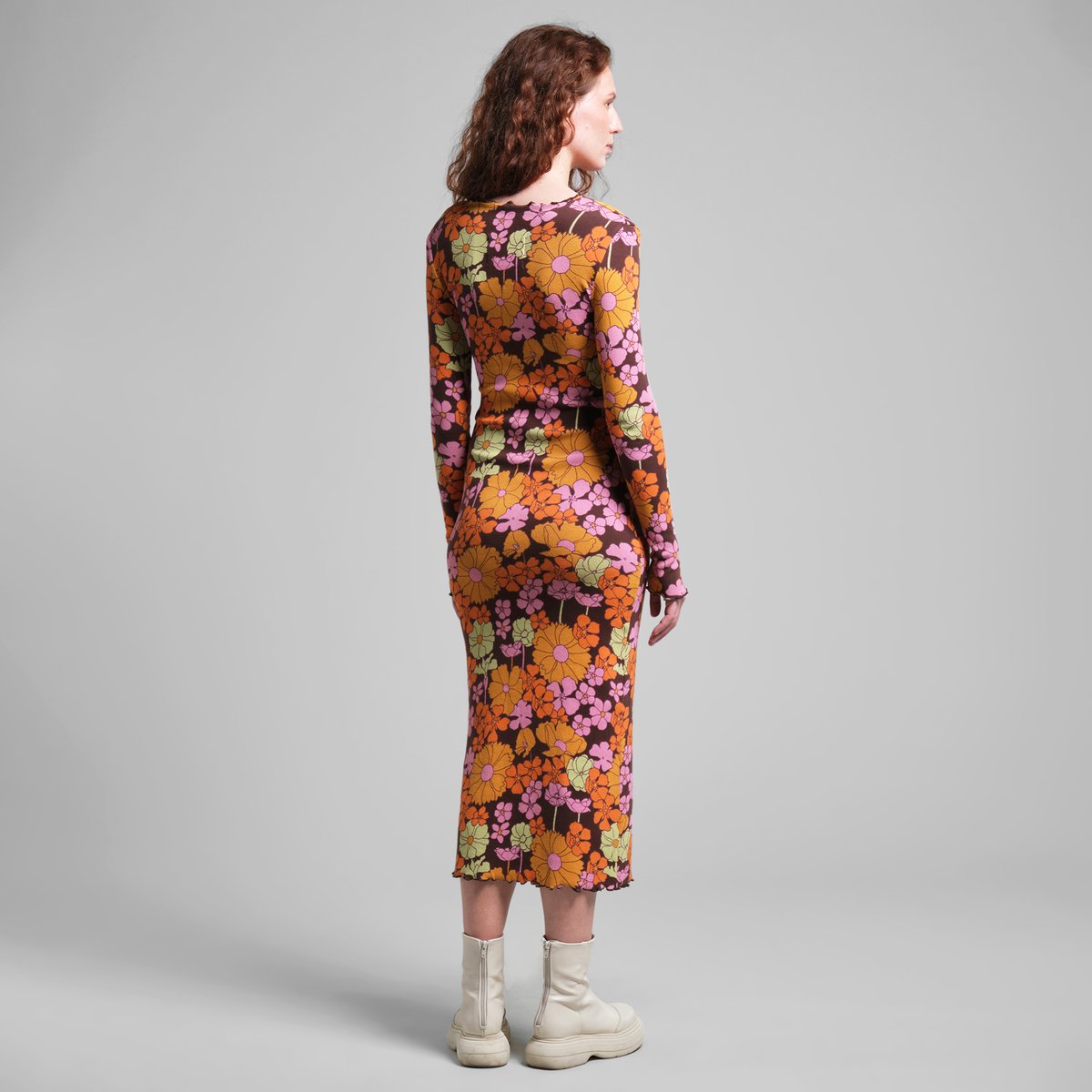Rib Dress Lofta Flower Power Multi Color