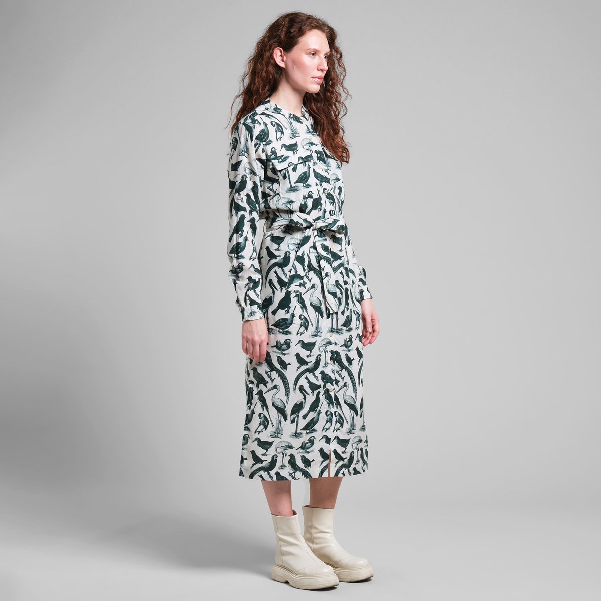 Shirt Dress Falsterbo Birds Green