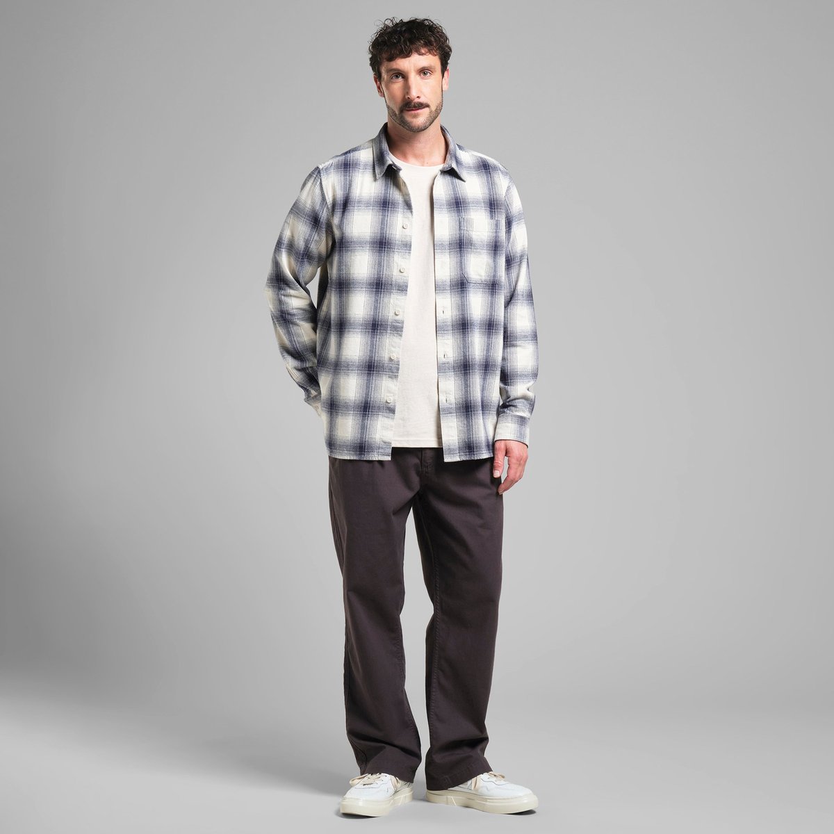 Shirt Rute Flannel Shadow Check Oat White