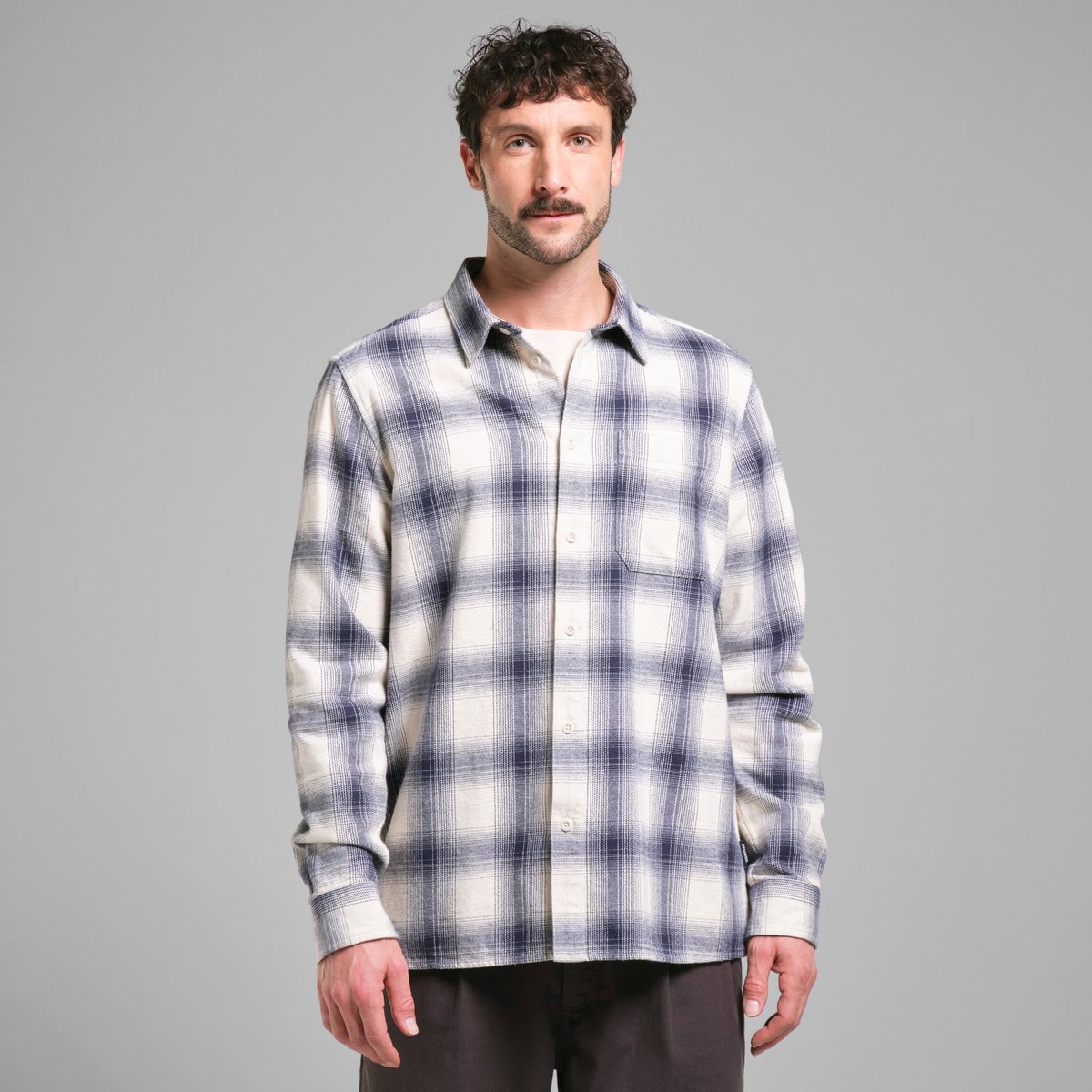 Shirt Rute Flannel Shadow Check Oat White