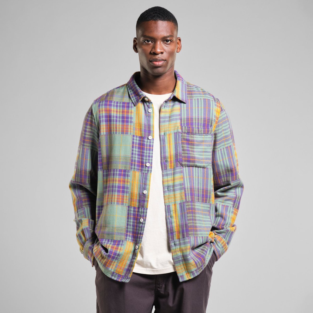 Shirt Rute Flannel Patchwork Green