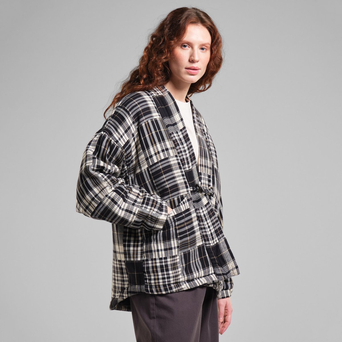 Jacket Sickla Flannel Patchwork Black