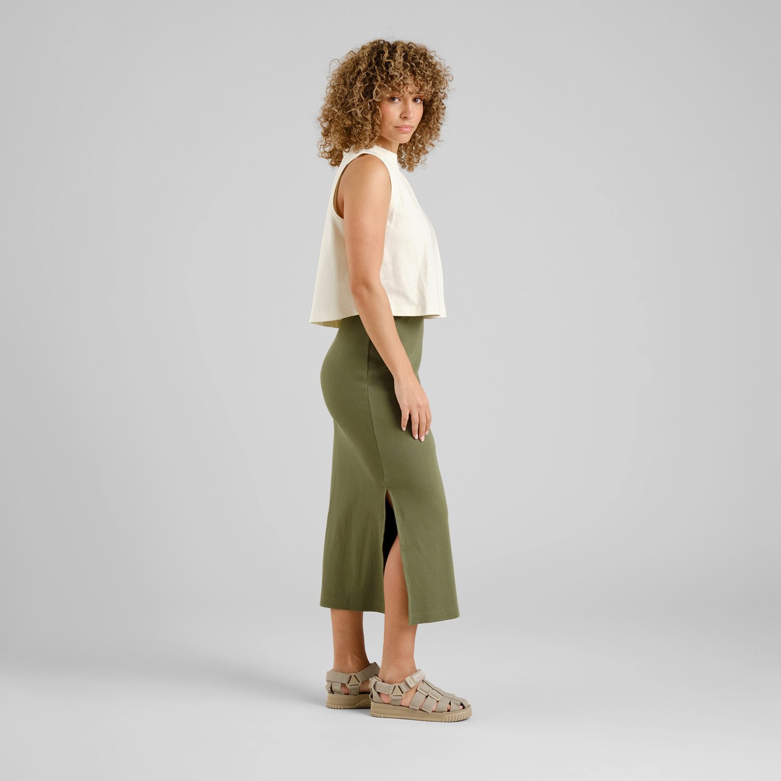 Rib Skirt Kvarnvik Leaf Green