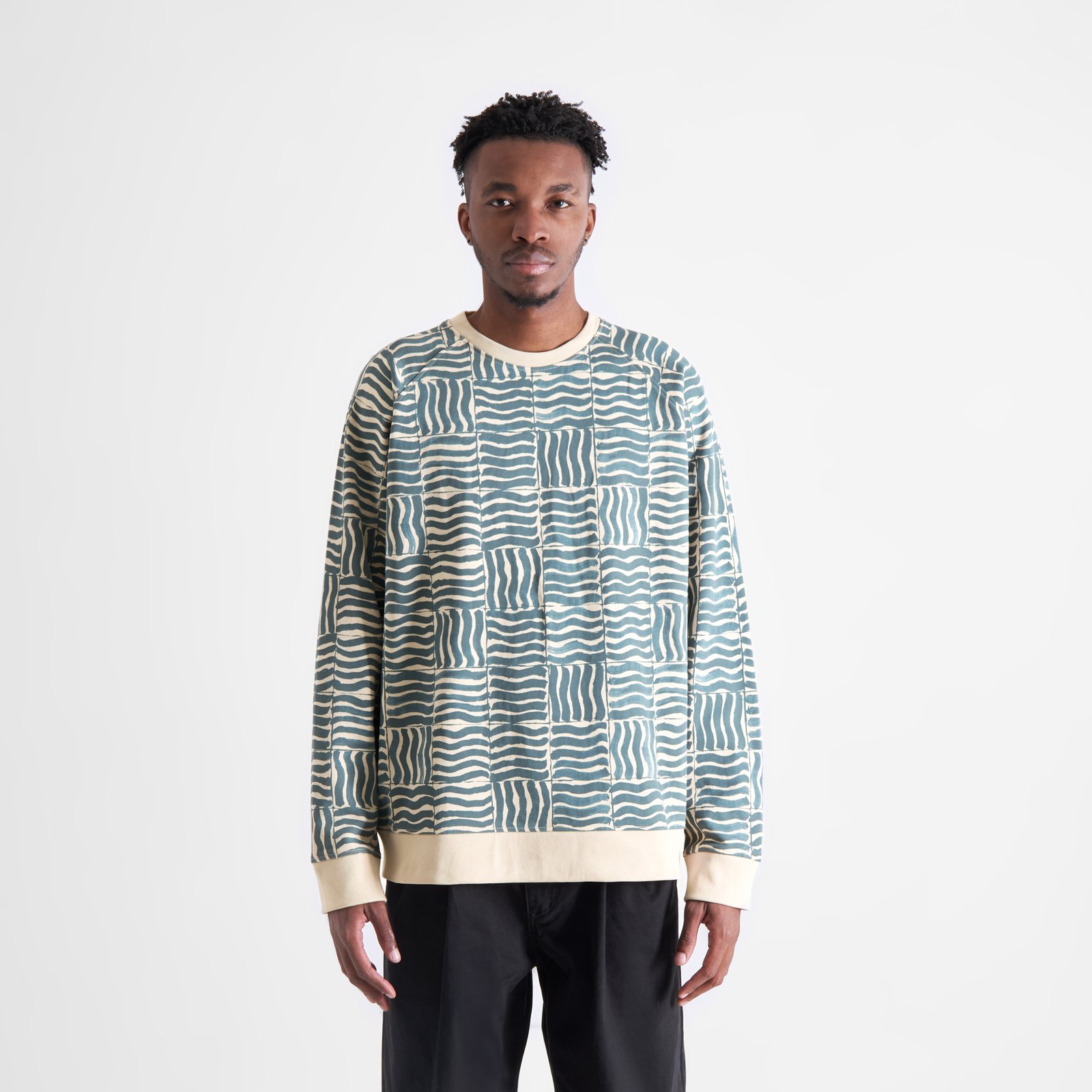 Sweatshirt Malmoe Wave Tiles Oat White