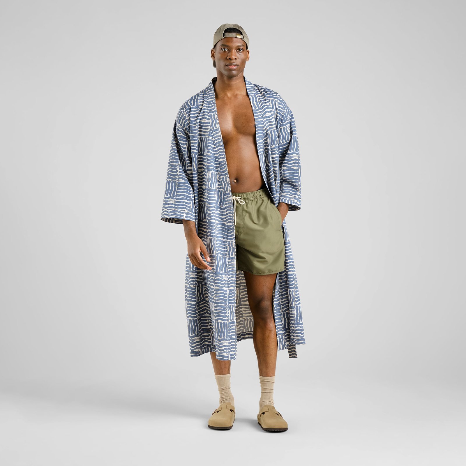 Glabo Bathrobe Wave Tiles Blue