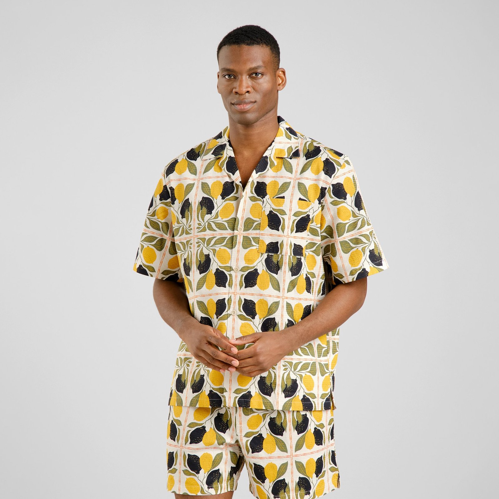 Shirt Marstrand Lemon Tiles Oat White