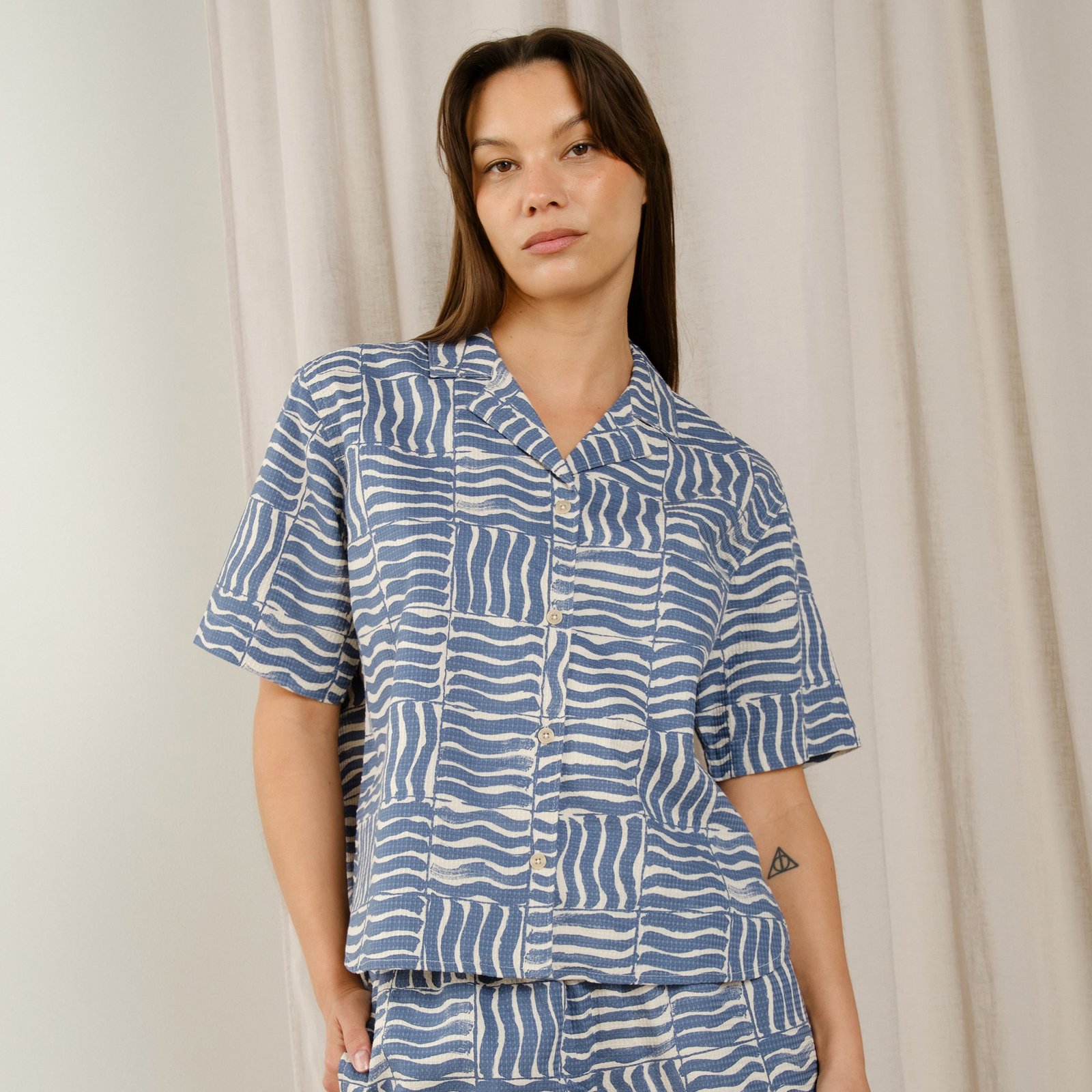 Shirt Torup Wave Tiles Blue