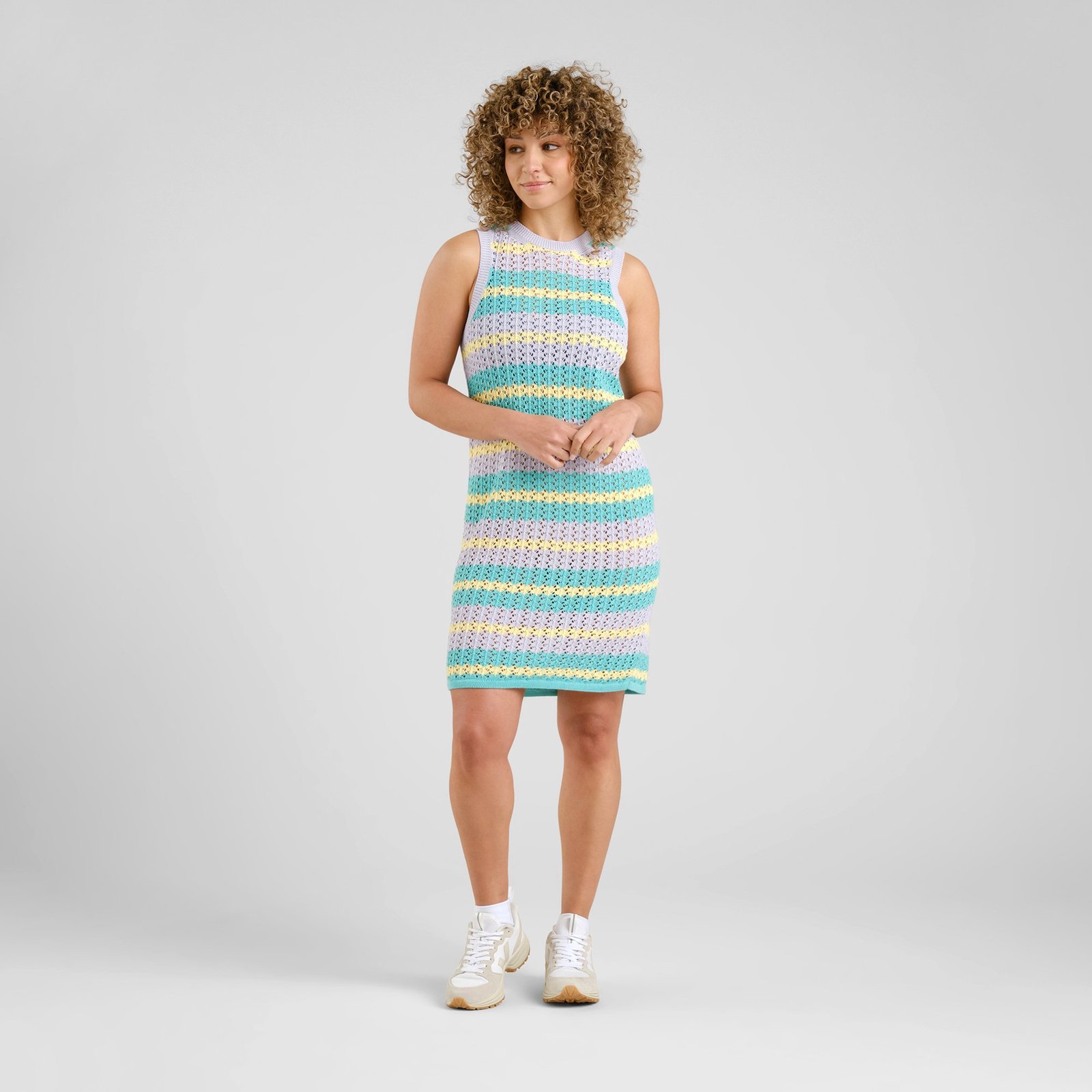 Knitted Dress Kramfors Crochet Retro Stripe Multi Color