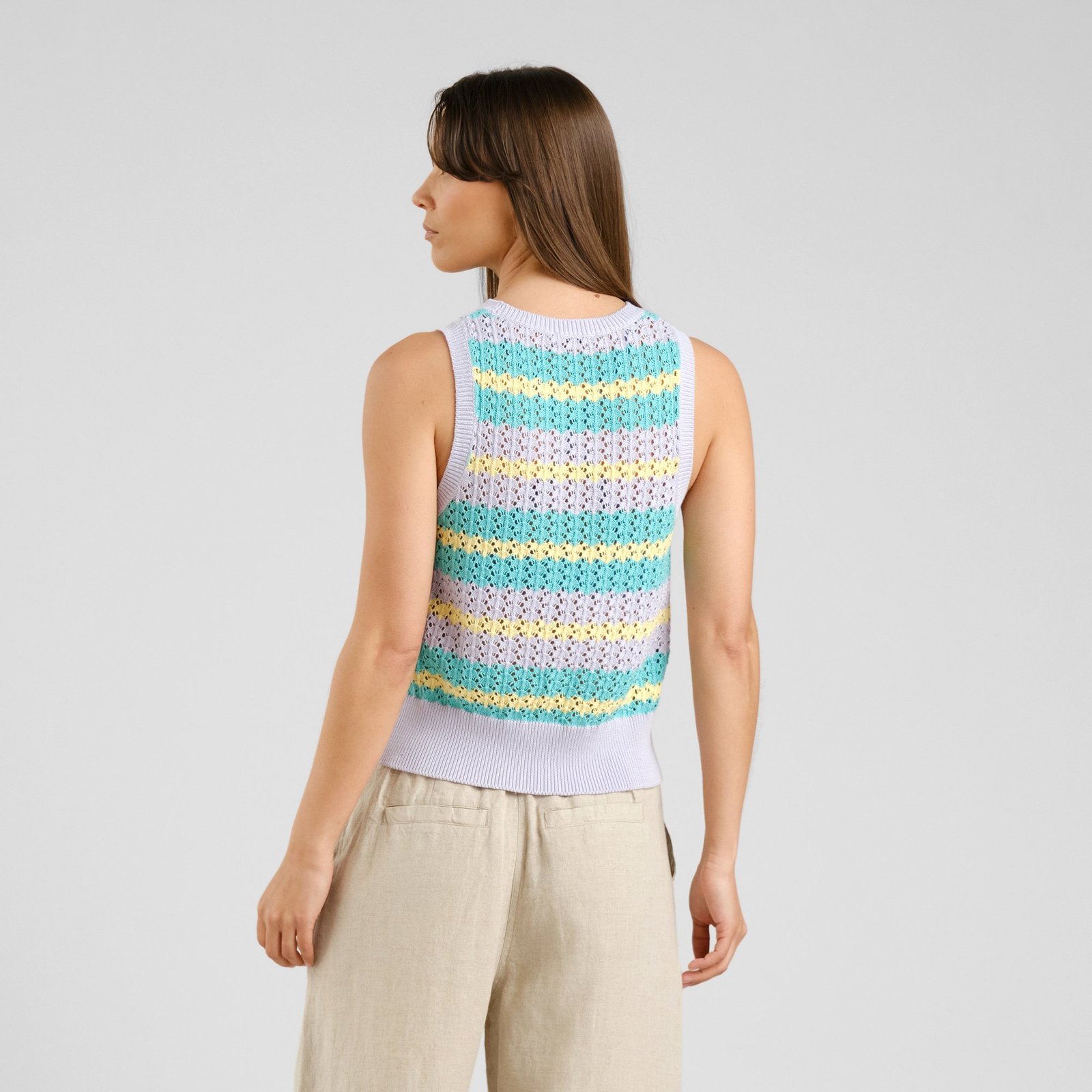 Top Oskarshamn Crochet Retro Stripe Multi Color