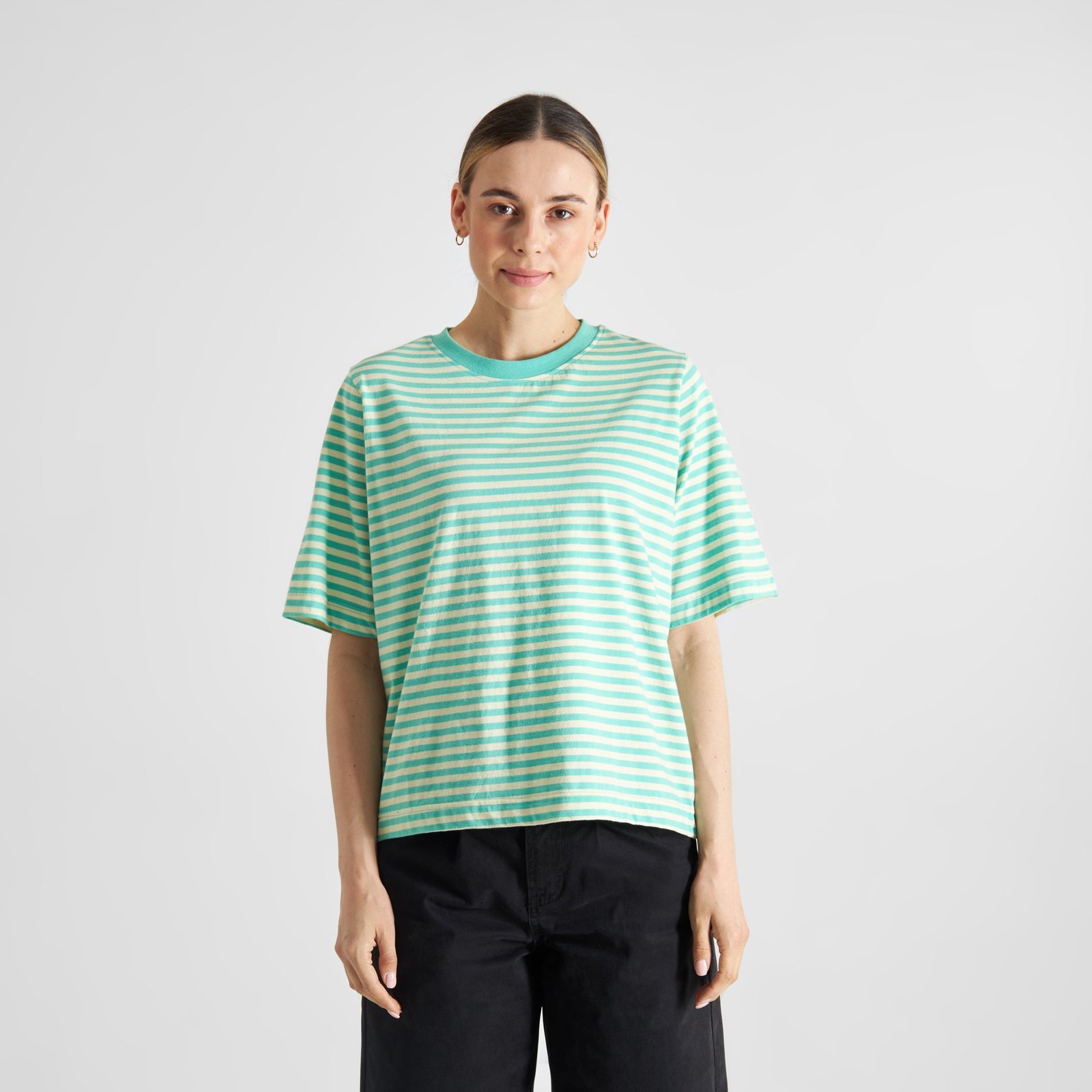 T-shirt Vadstena Stripes Pool Blue