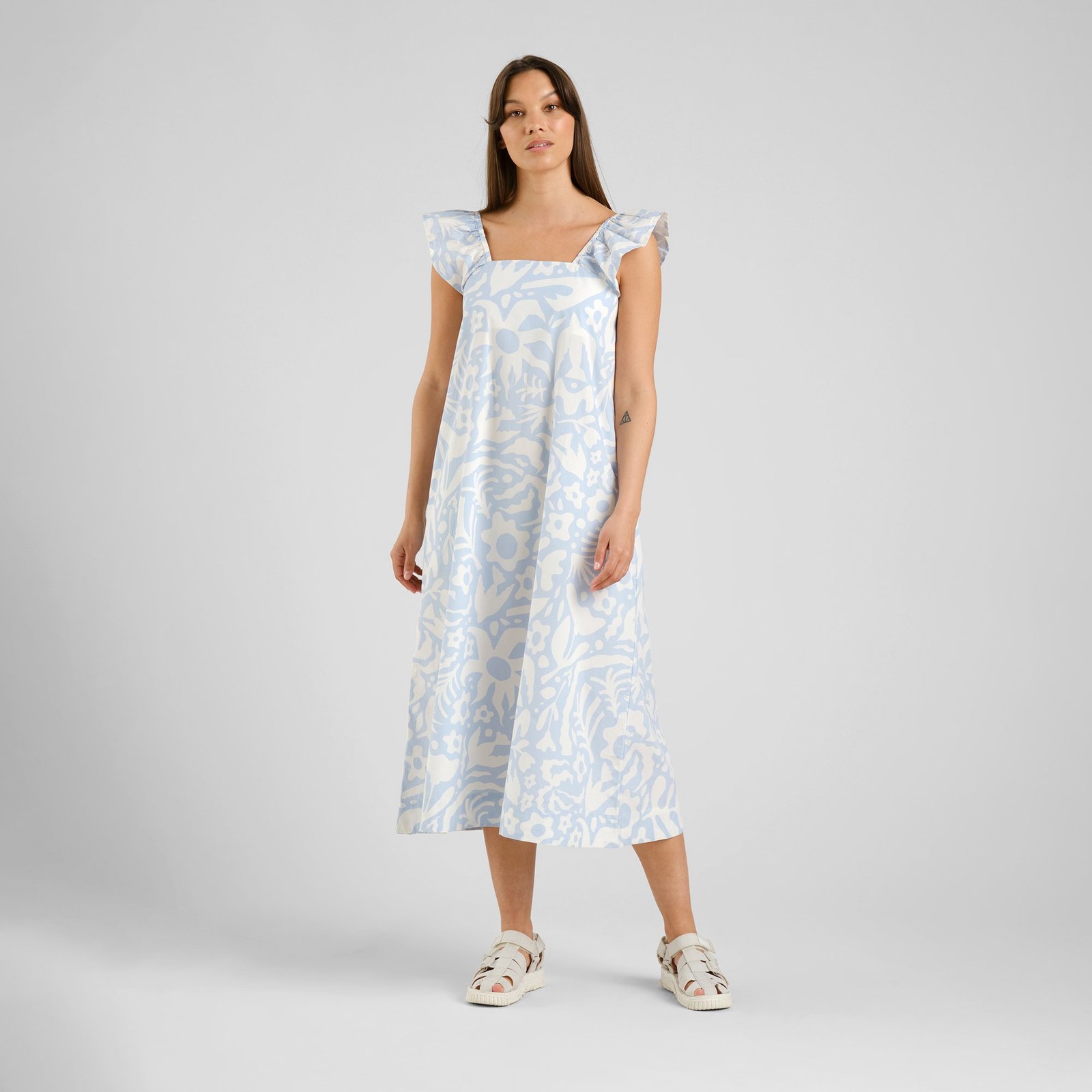 Dress Landsort Poplin Wonky Beach Skyway Blue
