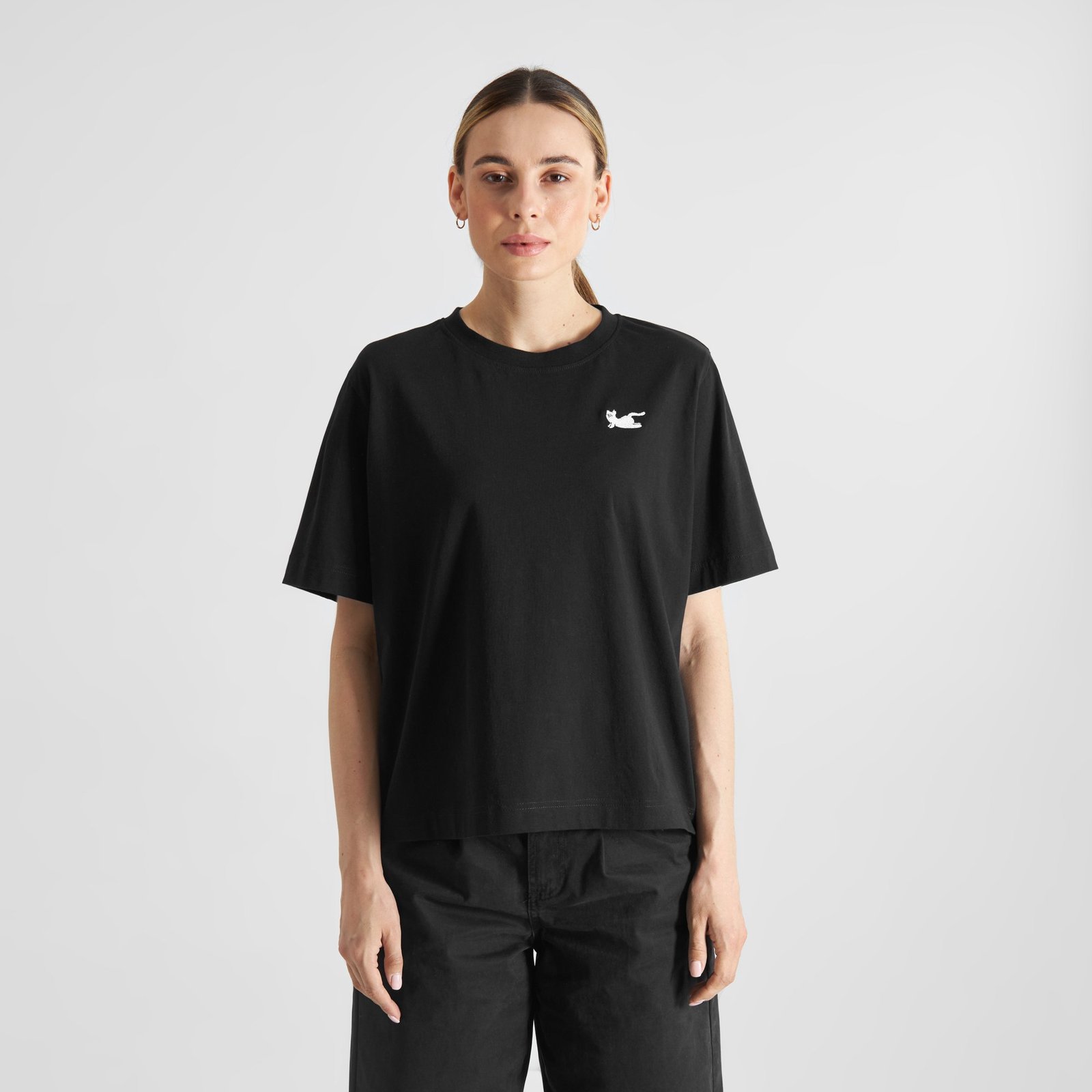 T-shirt Vadstena Cat Cobra Pose Black