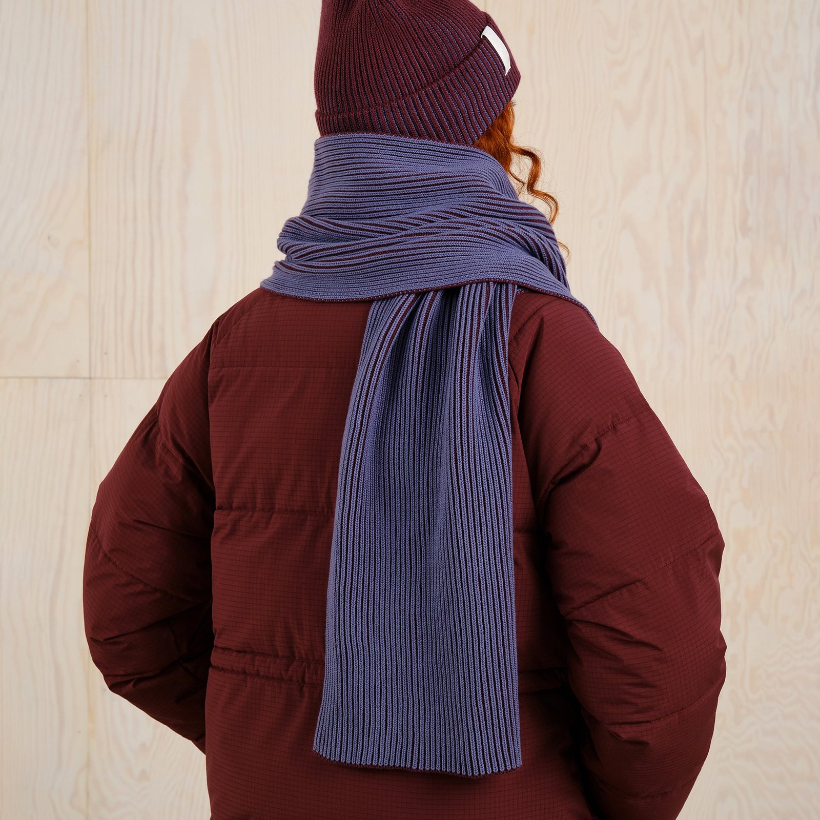 Scarf Norrfors Brioche Fig Red/Heron Blue