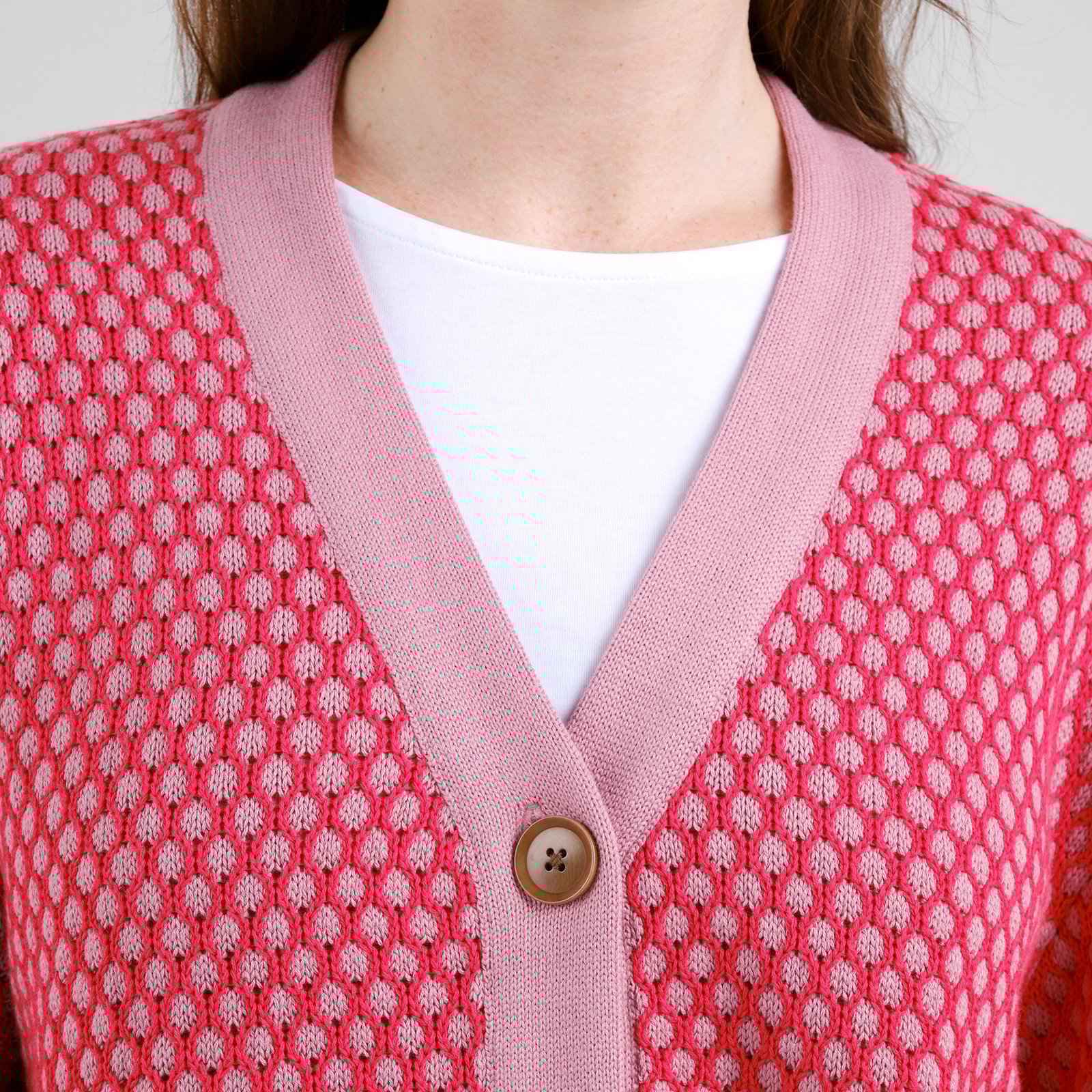 Cardigan Kanan Bubble Knit True Red/Lilas Pink