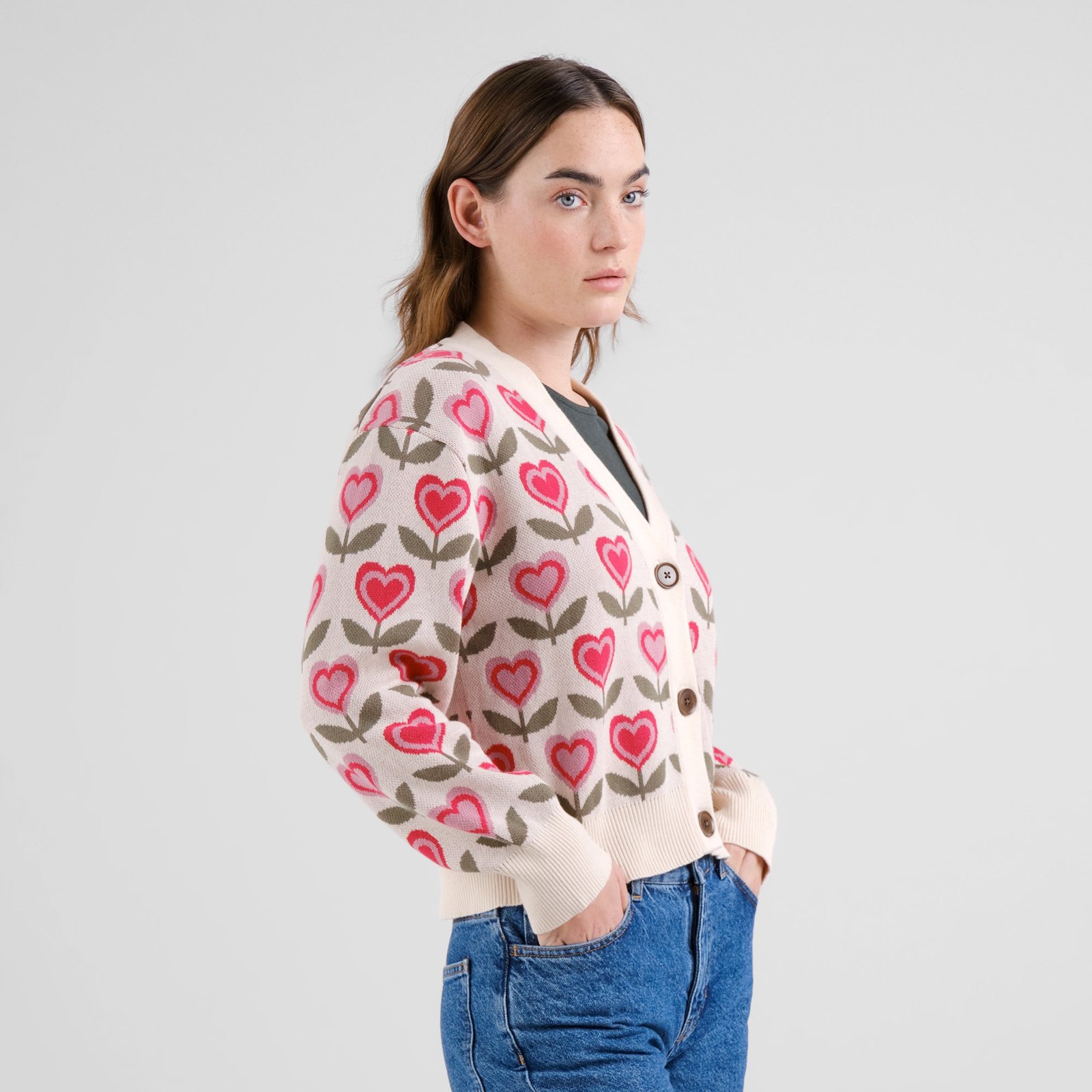 Cardigan Kanan Love Flowers Vanilla White