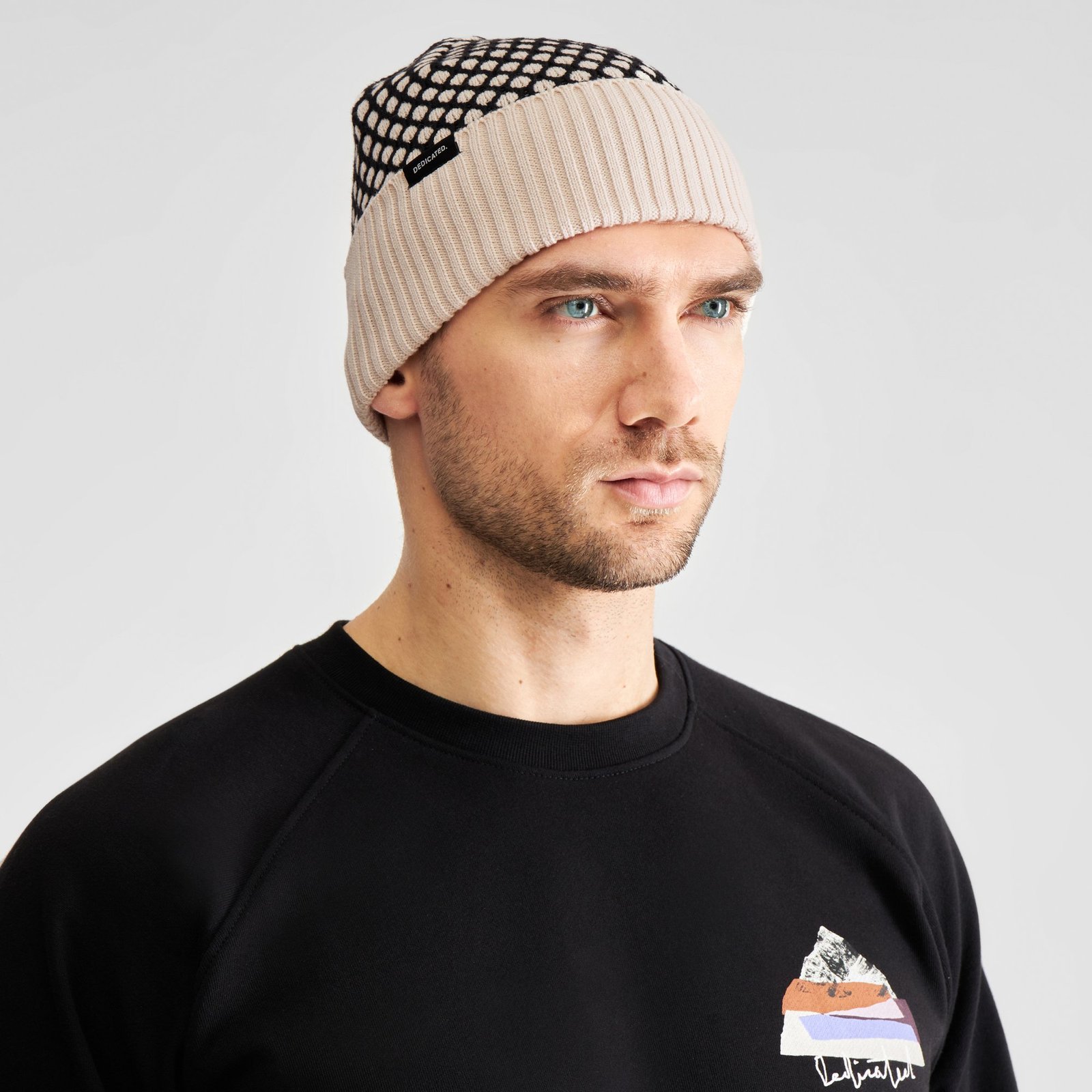 Beanie Hemavan Bubble Knit Black/Vanilla White