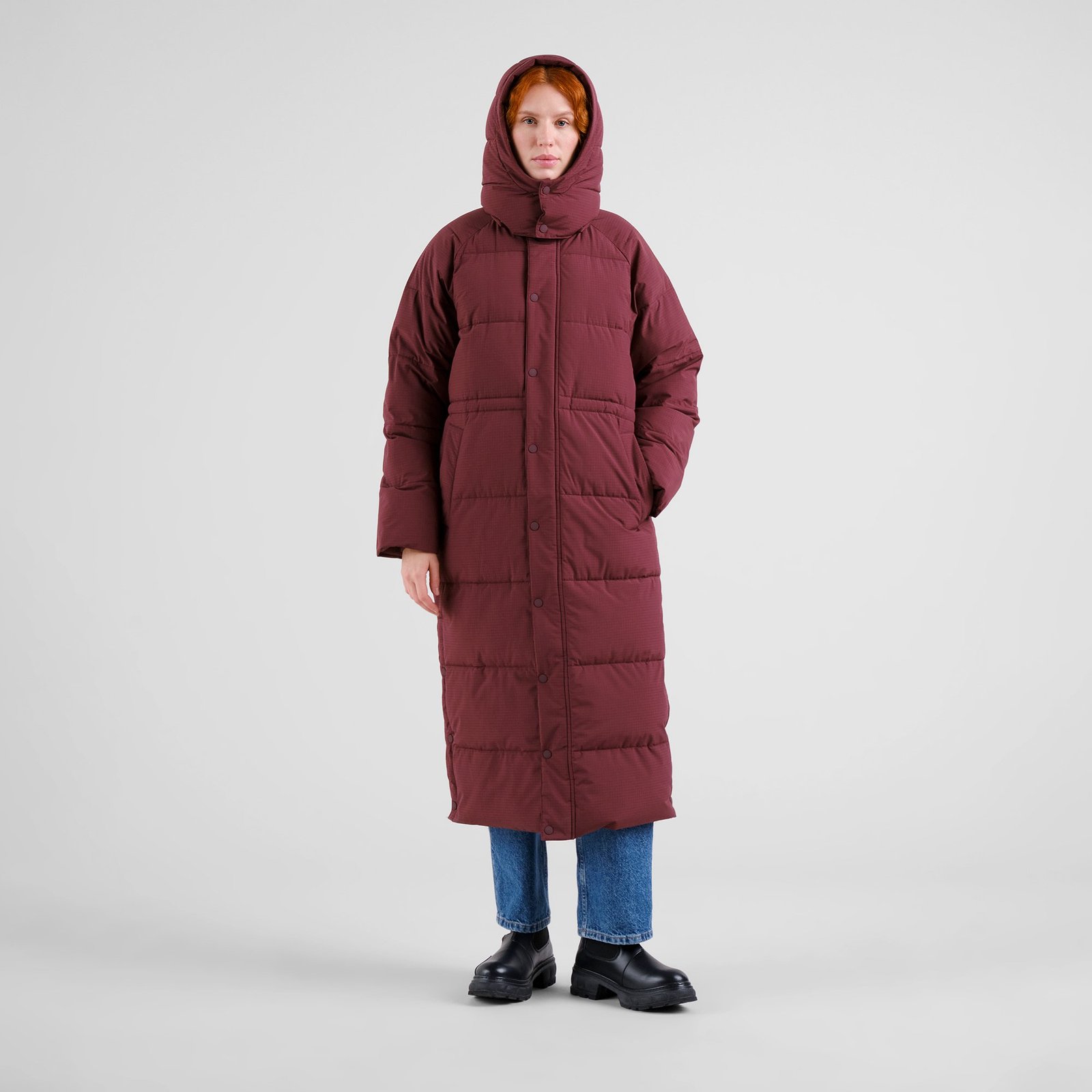 Long Puffer Jacket Karmas Fig Red