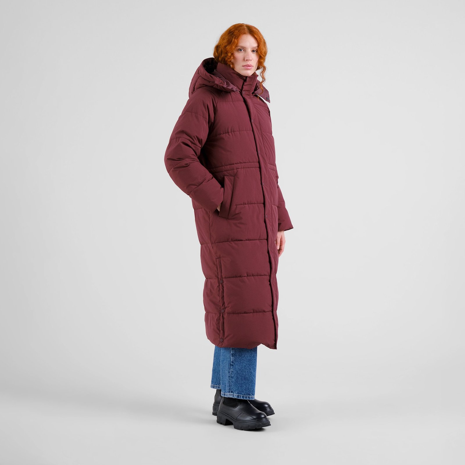 Long Puffer Jacket Karmas Fig Red