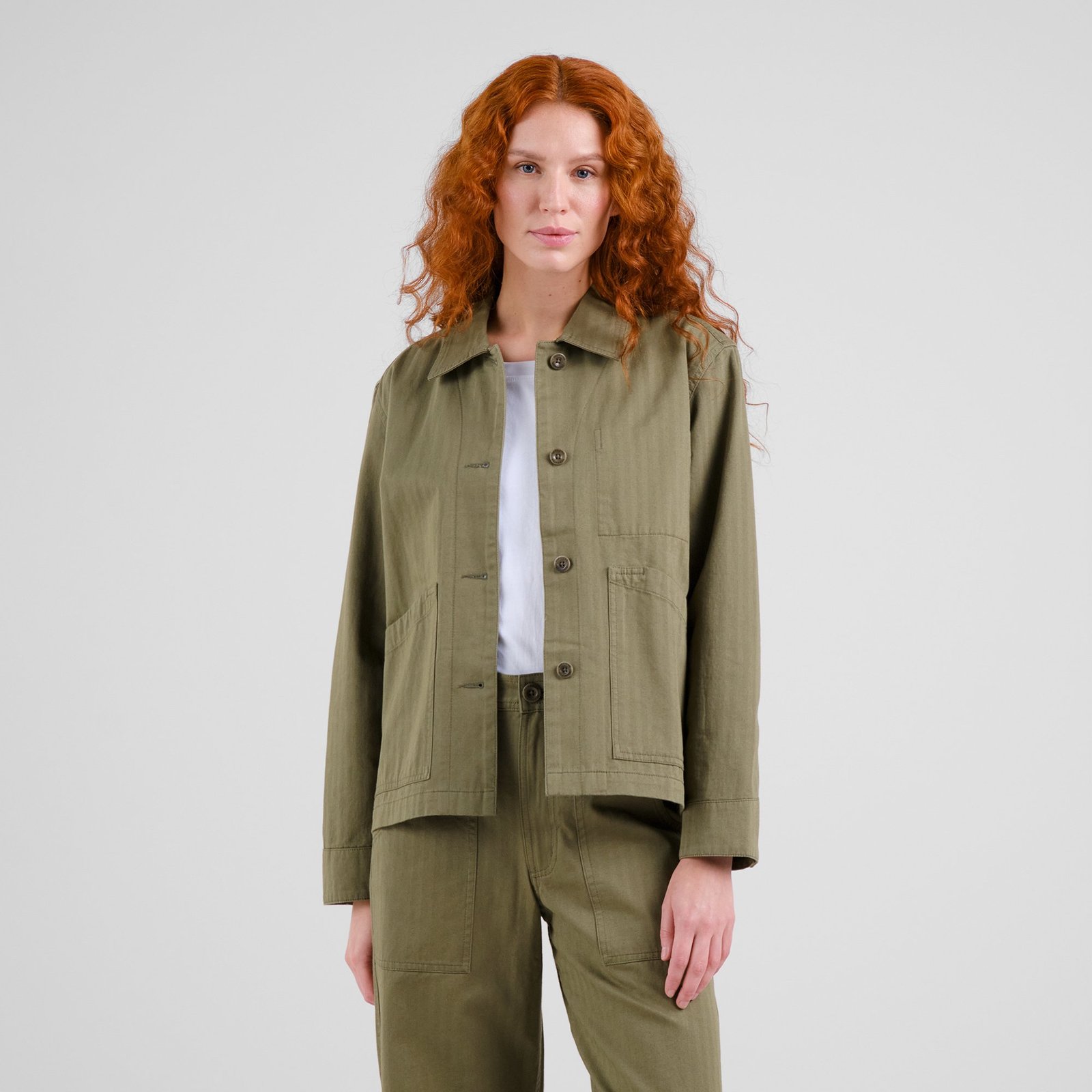 Jacket Stiby Herringbone Leaf Green