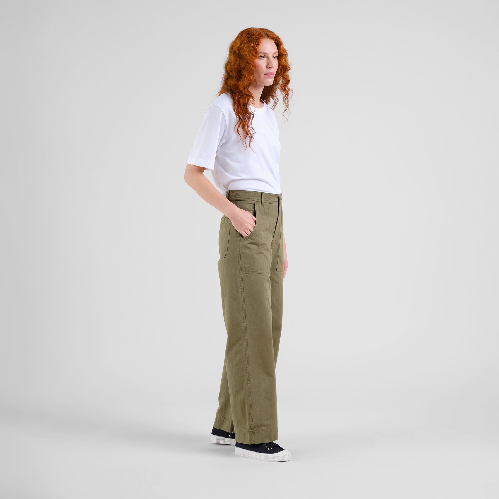 Workwear Pants Vara Herringbone Leaf Green