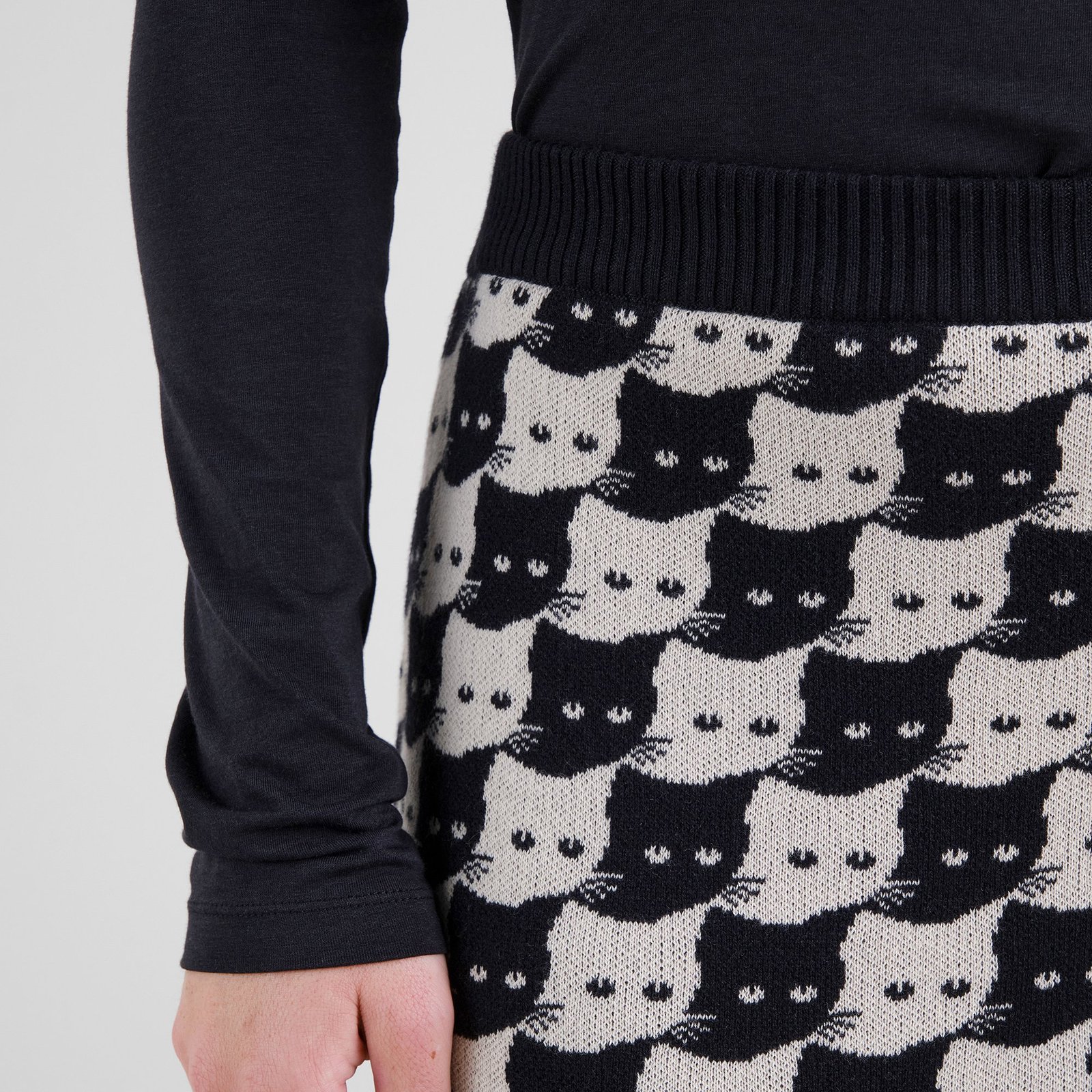 Knitted Skirt Adak Pepita Cats Oat White