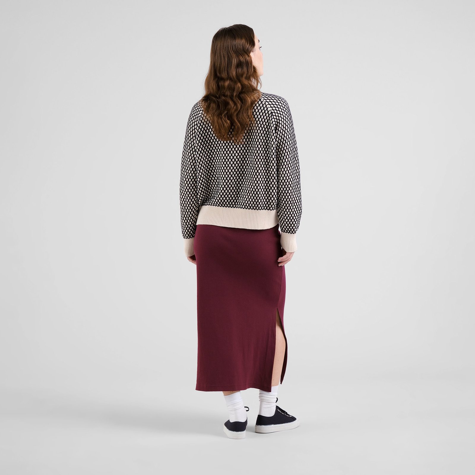 Rib Skirt Kvarnvik Fig Red