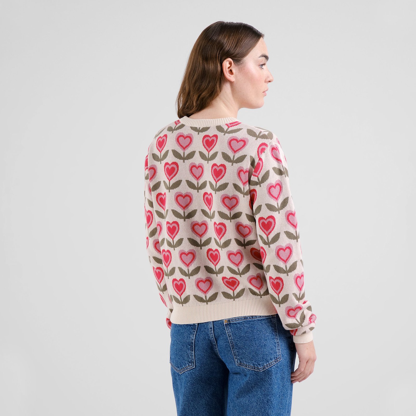 Sweater Arendal Love Flowers Vanilla White