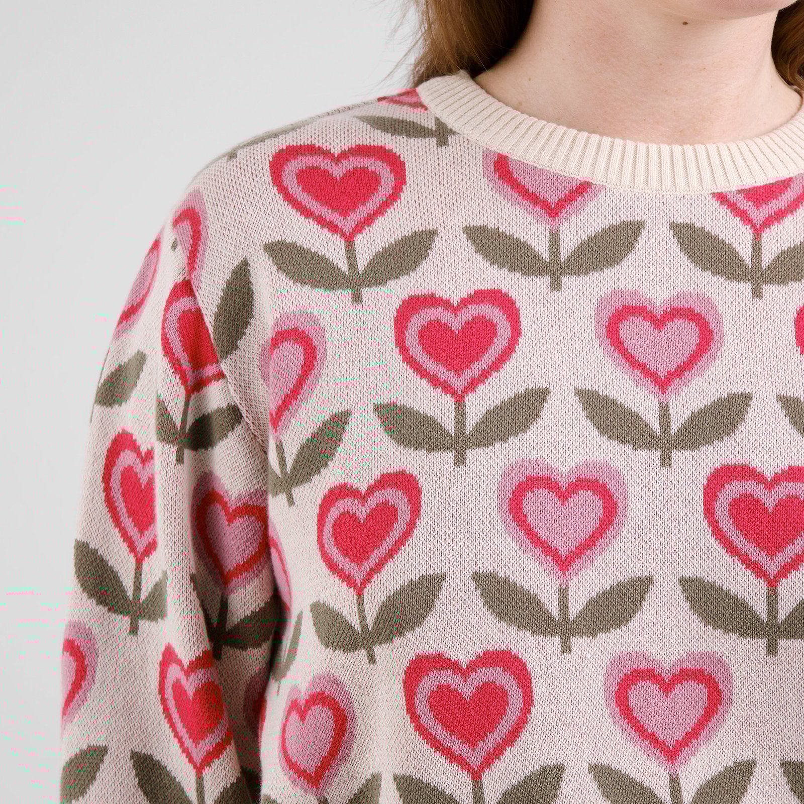 Sweater Arendal Love Flowers Vanilla White