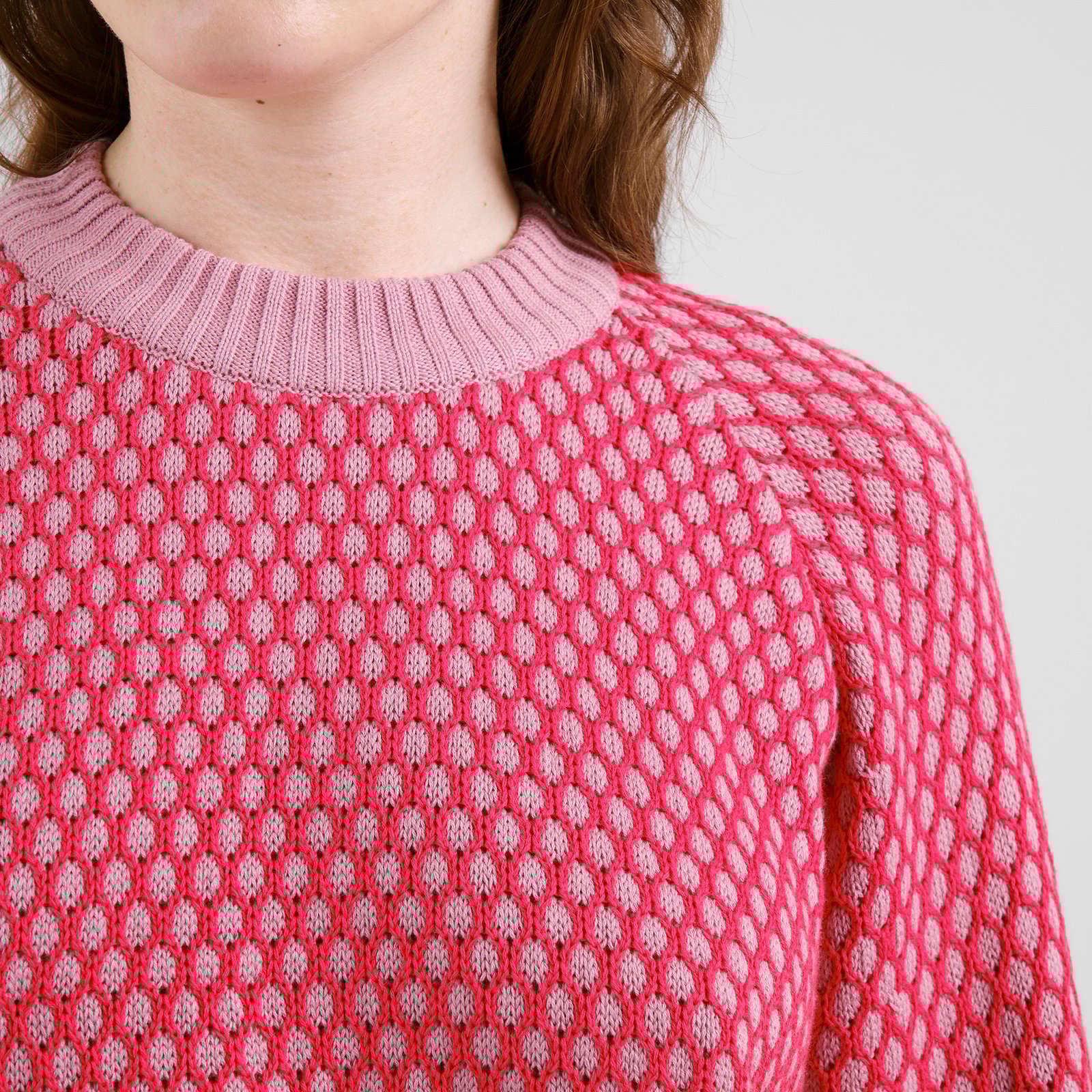 Sweater Husie Bubble Knit True Red/Lilas Pink