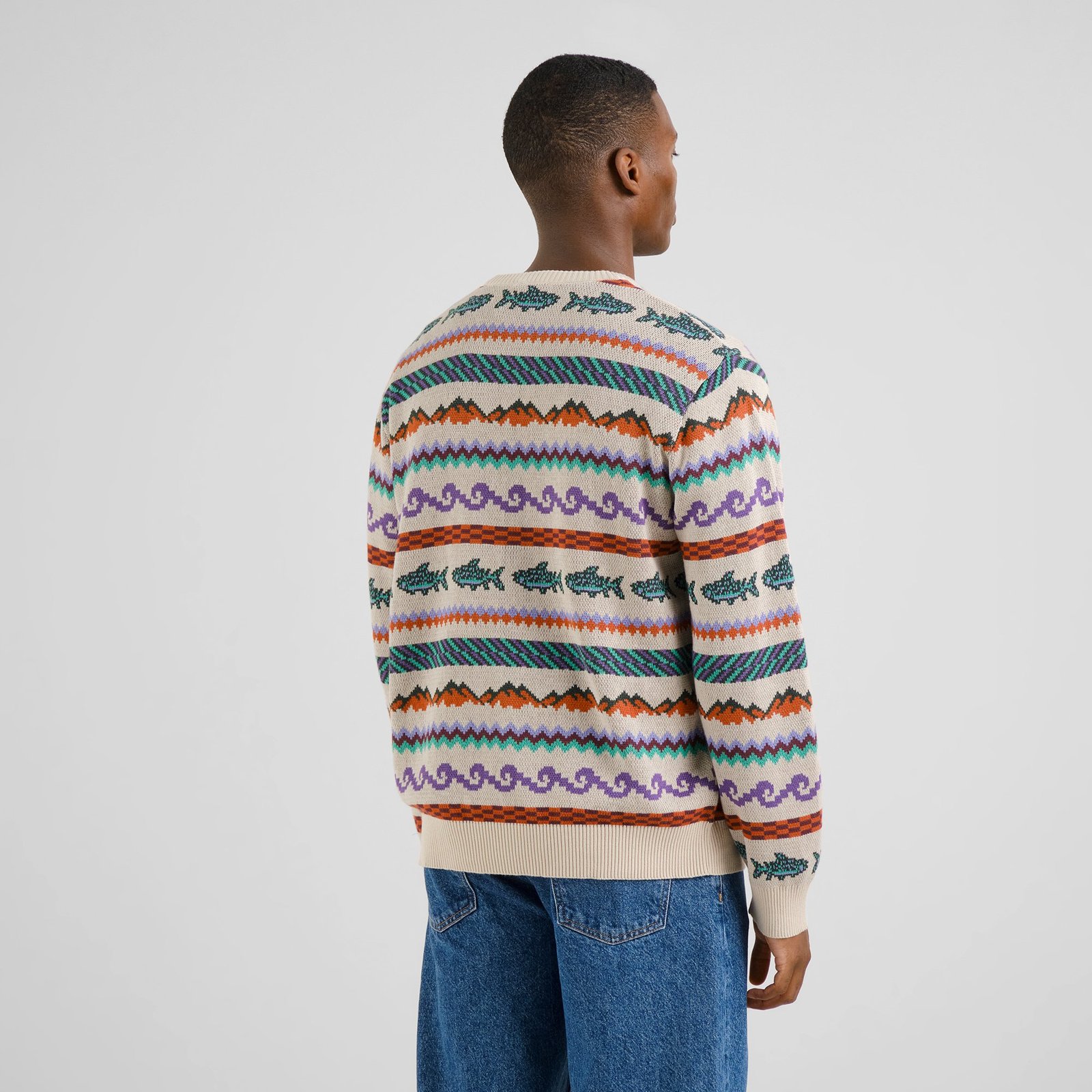 Sweater Mora Fair Isle Trout Oat White