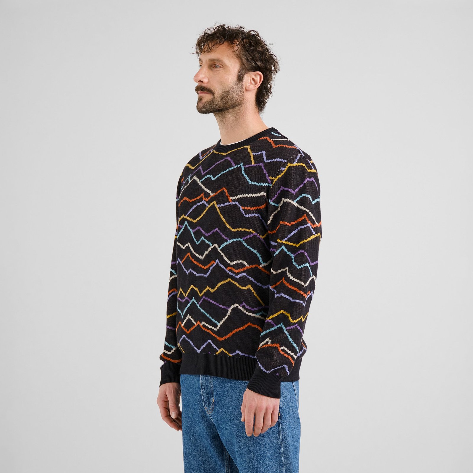 Sweater Mora Line Mountain AOP Black