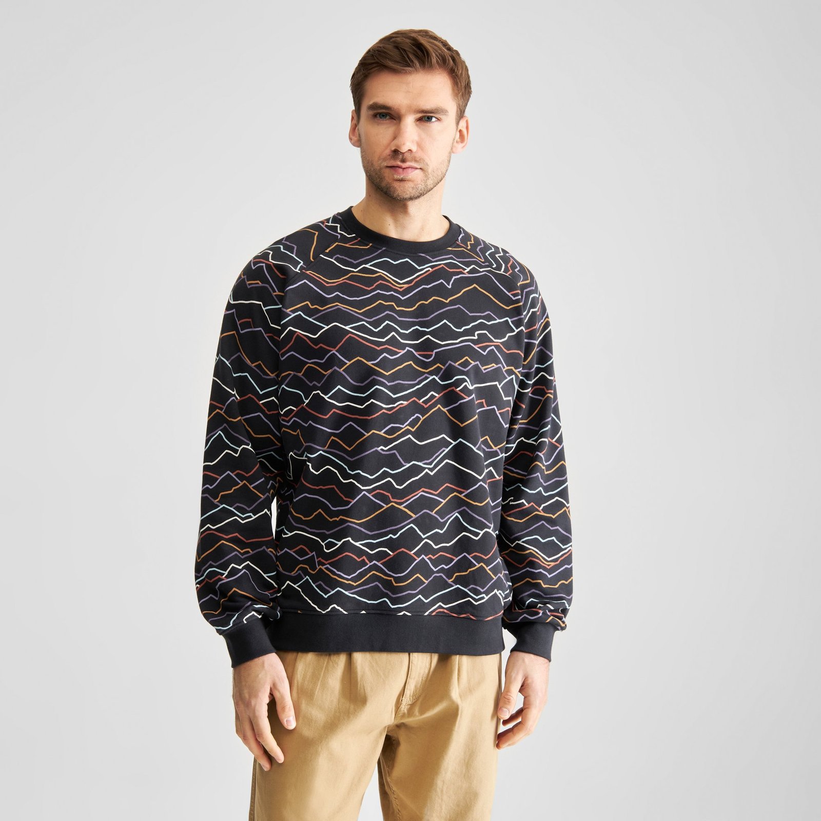 Sweatshirt Malmoe Line Mountains AOP Black