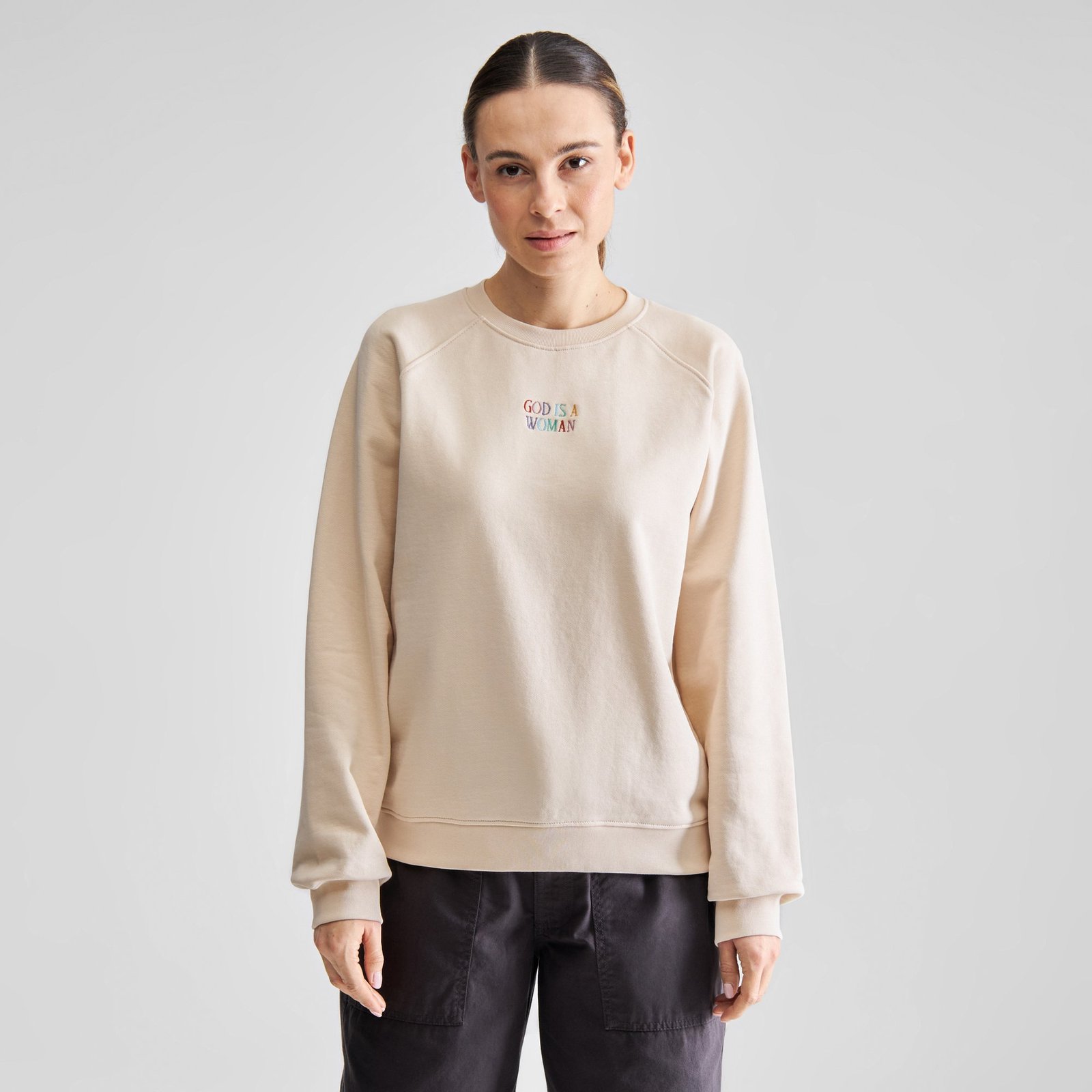 Sweatshirt Ystad God is Woman Oat White