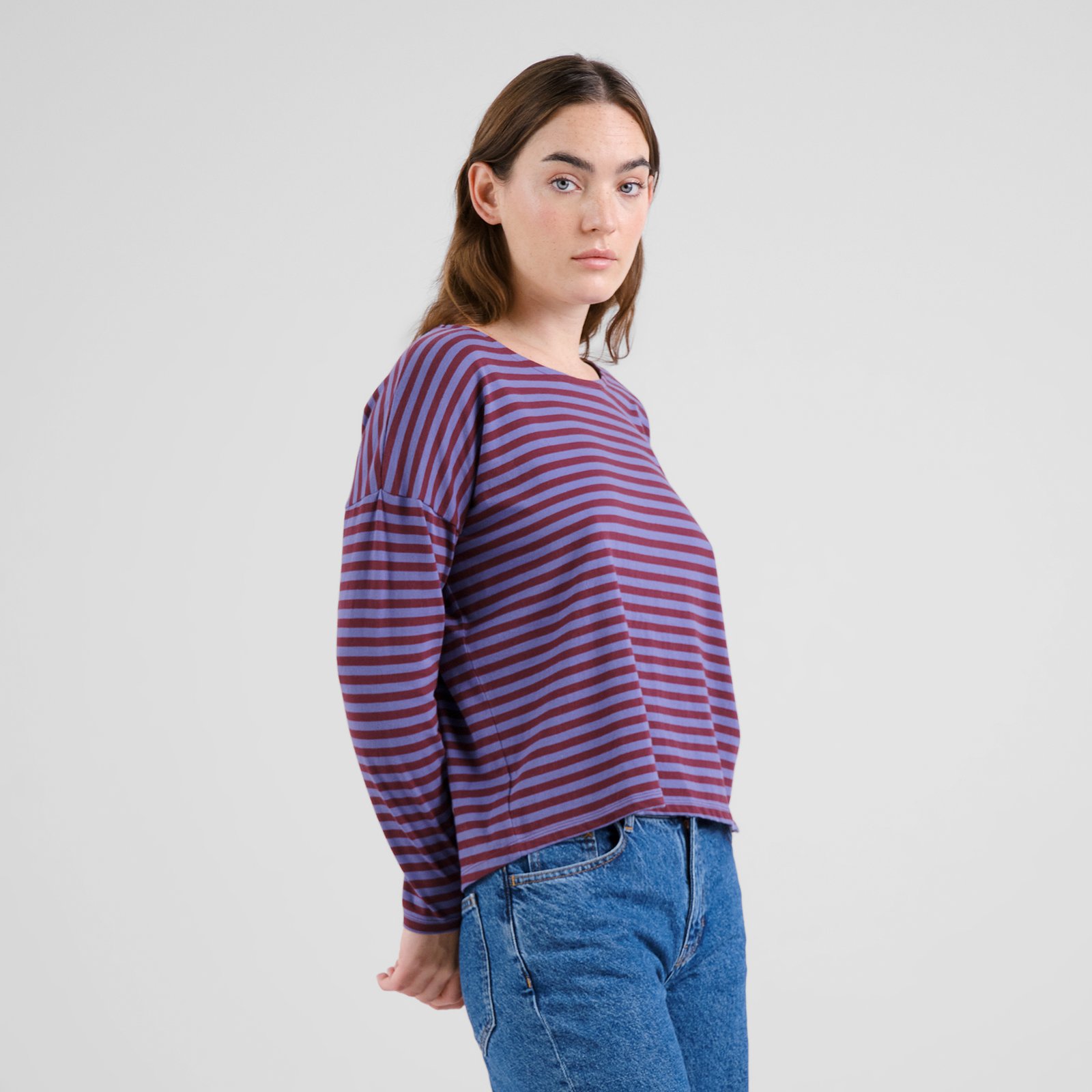 Top Humledal Stripes Fig Red