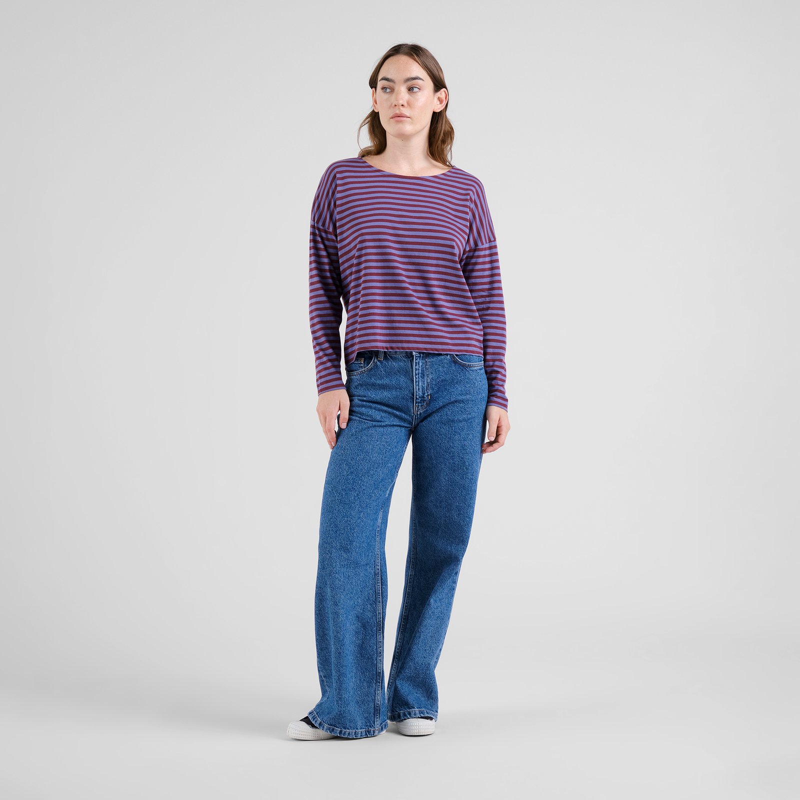 Top Humledal Stripes Fig Red