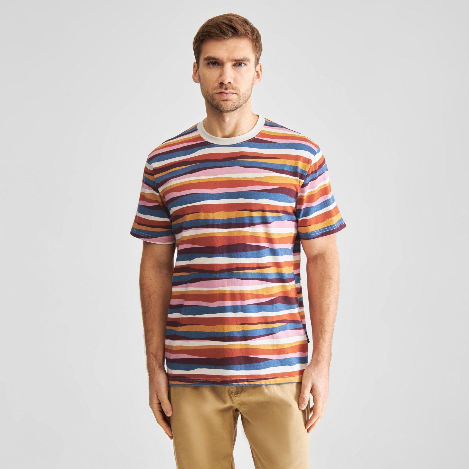 T-shirt Stockholm Stripe Mountains AOP Oat White