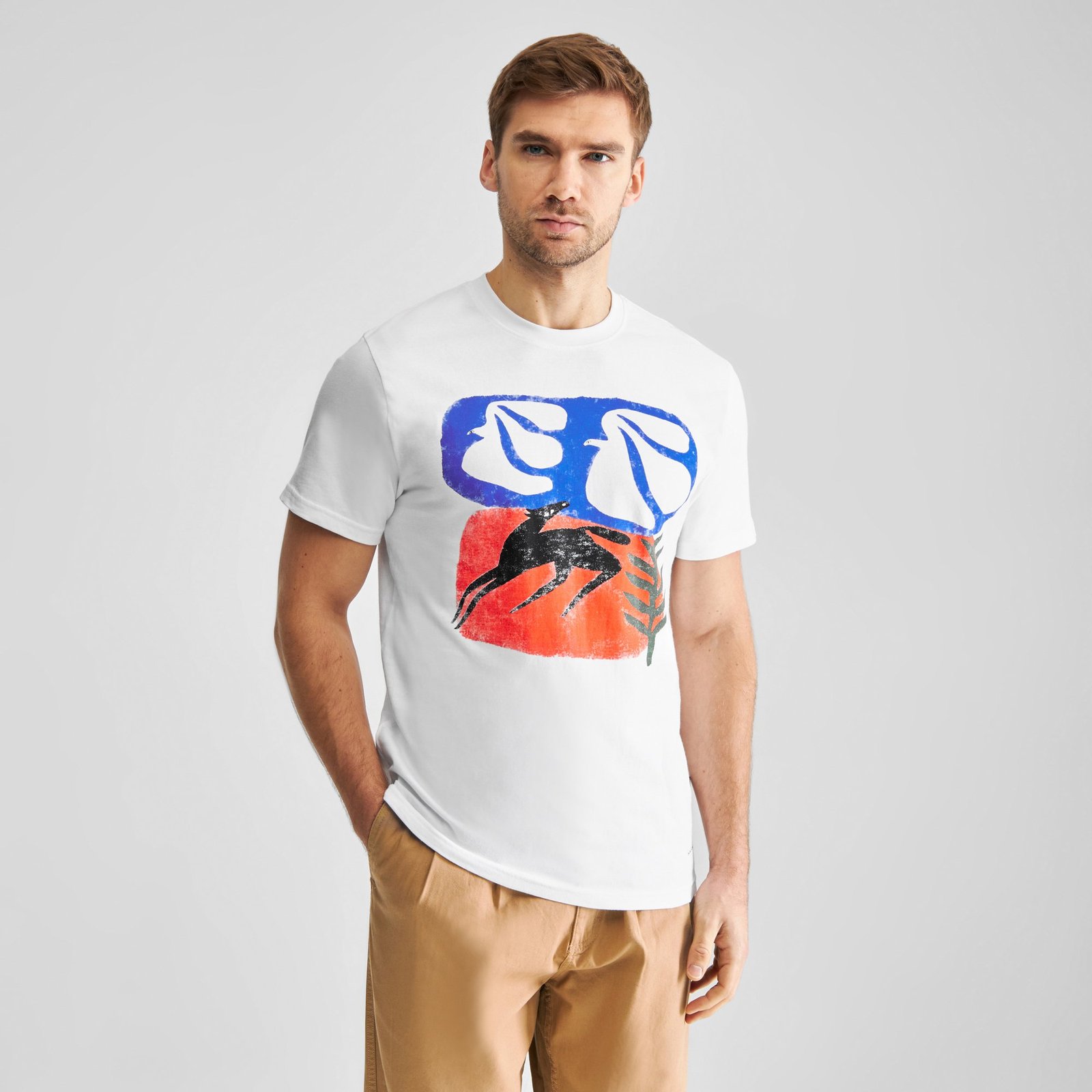 T-shirt Stockholm Foal with Birds White