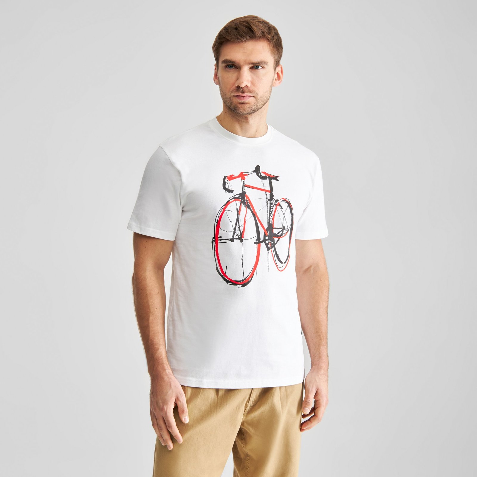 T-shirt Stockholm Red Strokes Bike White
