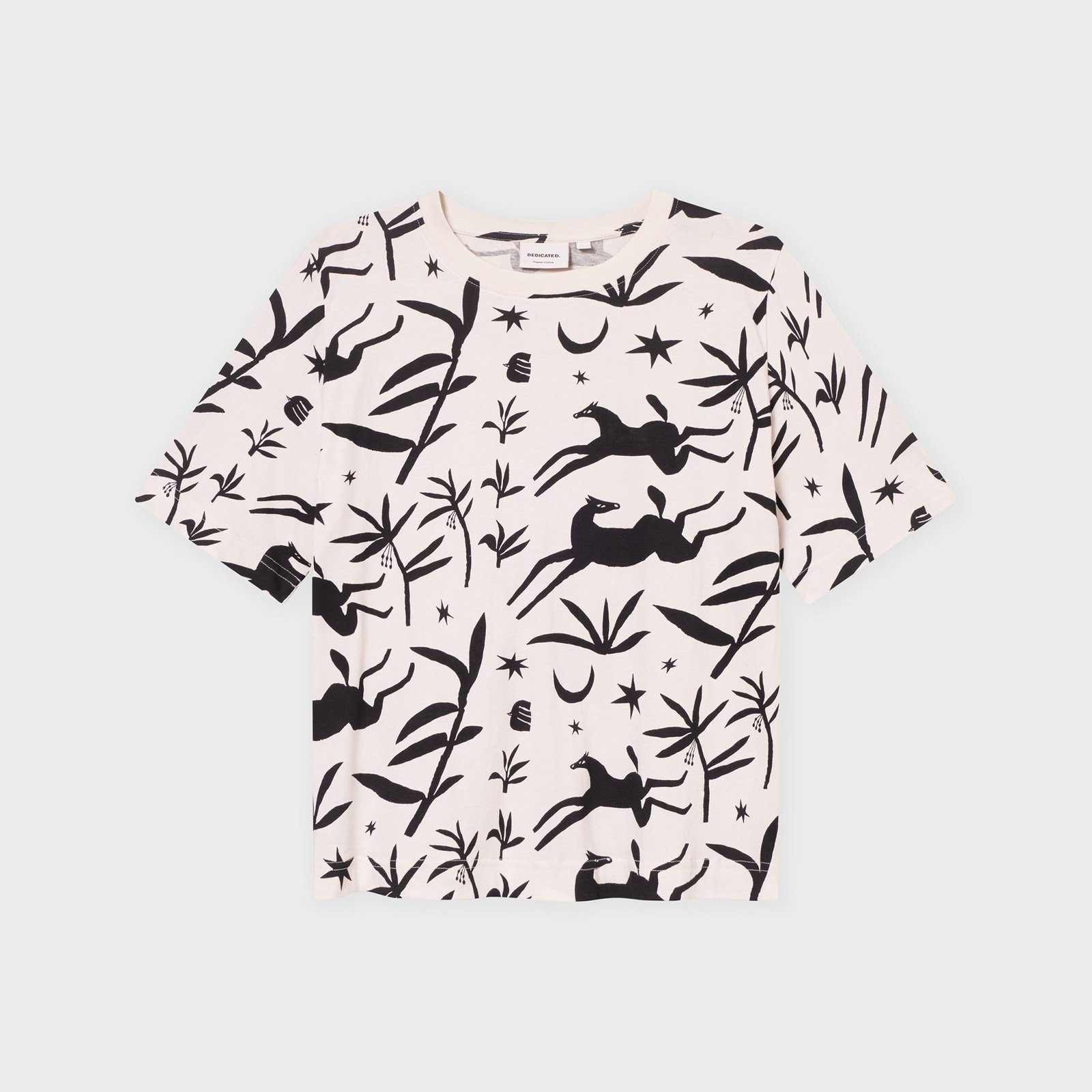 T-shirt Vadstena Papercut Horses Oat White