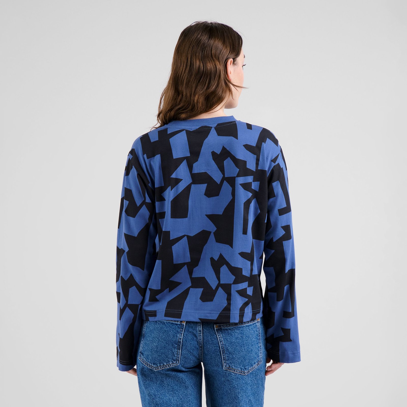 T-shirt Long Sleeve Vreta Abstract Chaos Blue