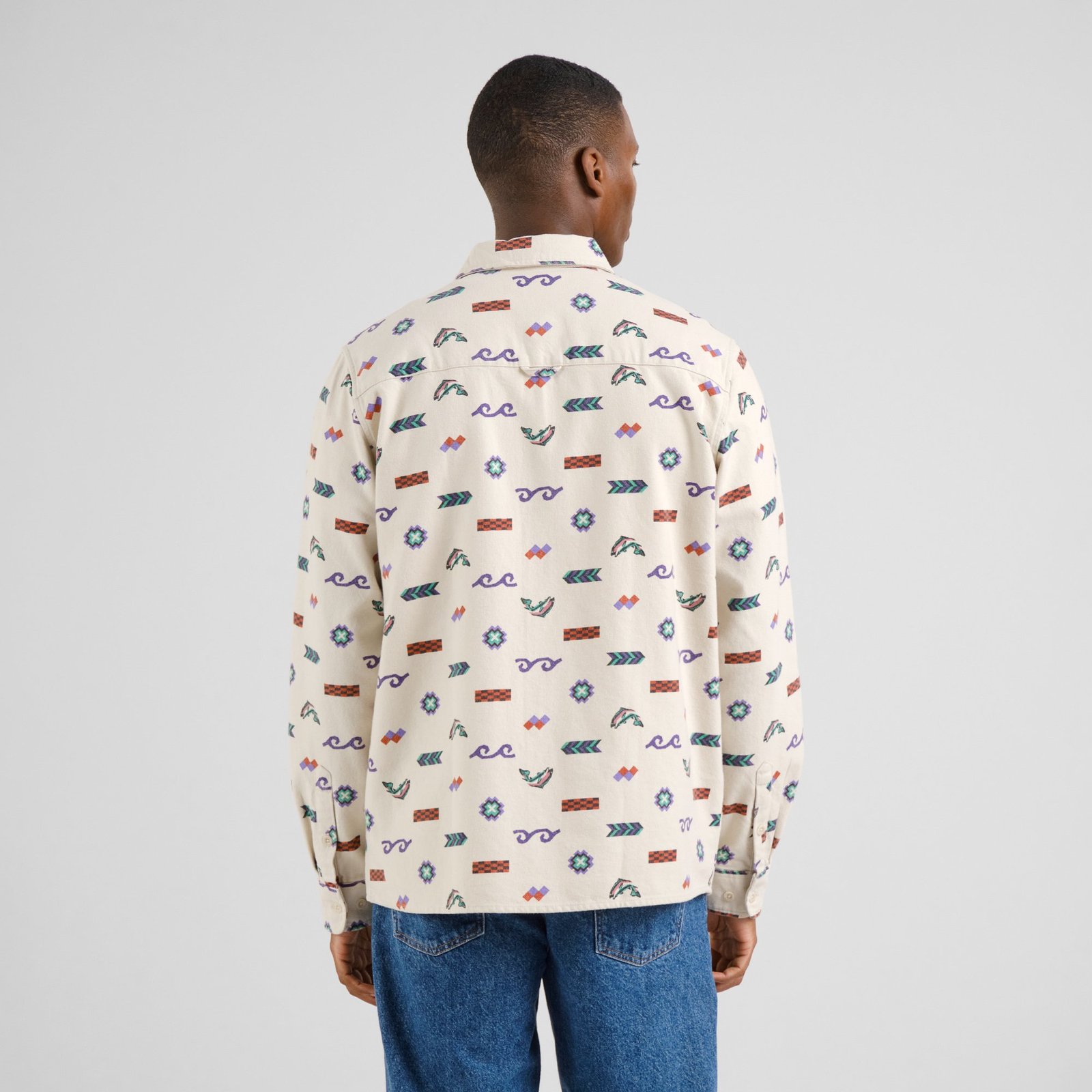 Shirt Rute Flannel Trout and Waves Oat White
