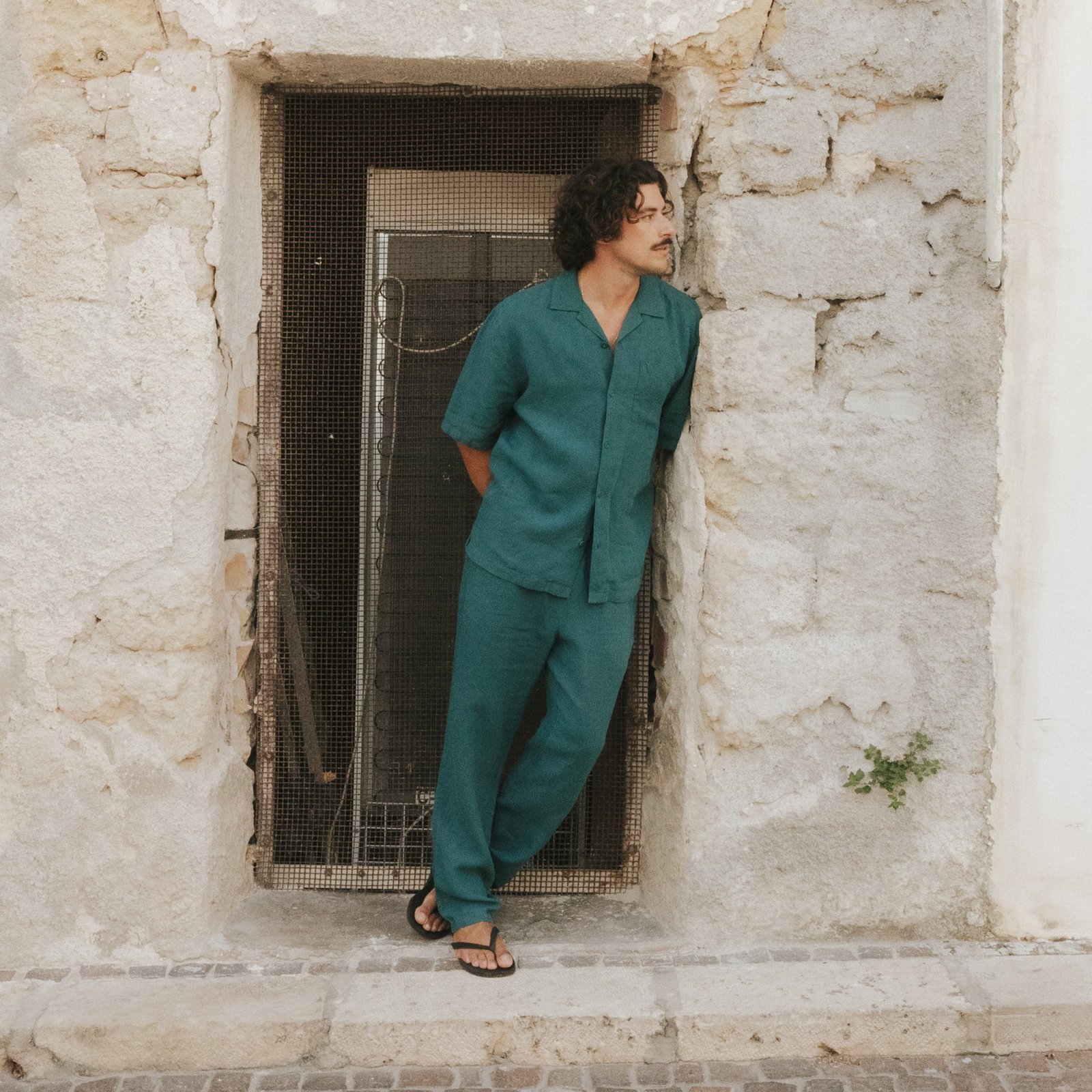 Pants Borrby Linen Mediterranea Green