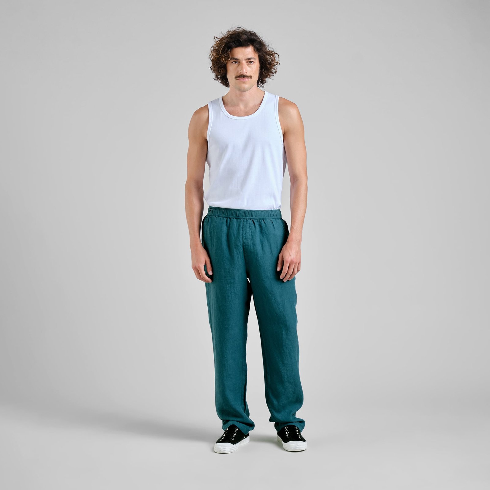 Pants Borrby Linen Mediterranea Green