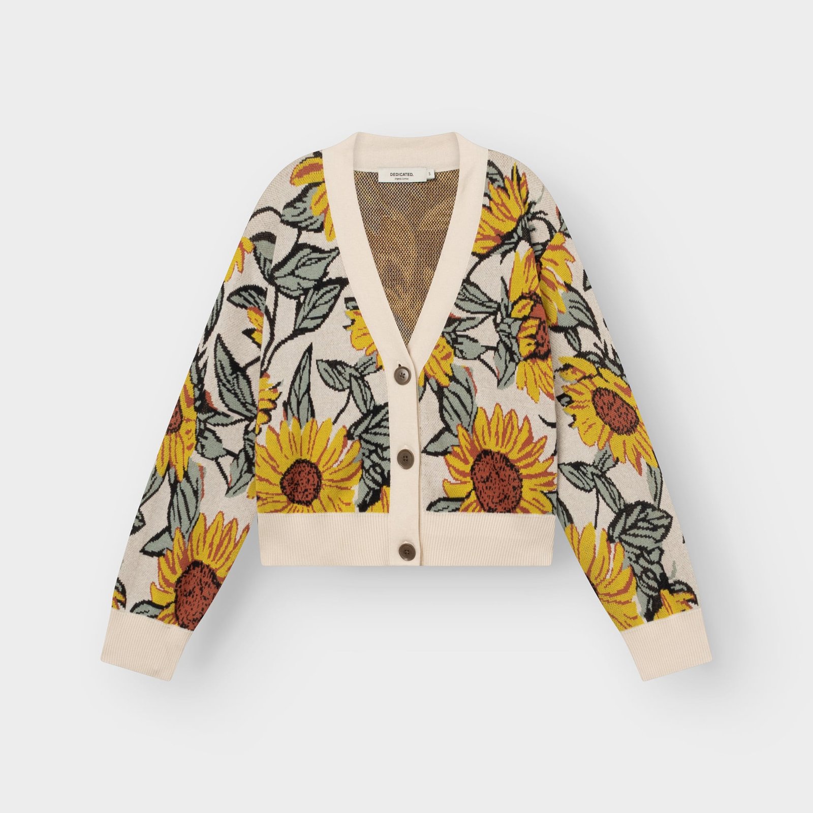 Cardigan Kanan Sunflower AOP Vanilla White