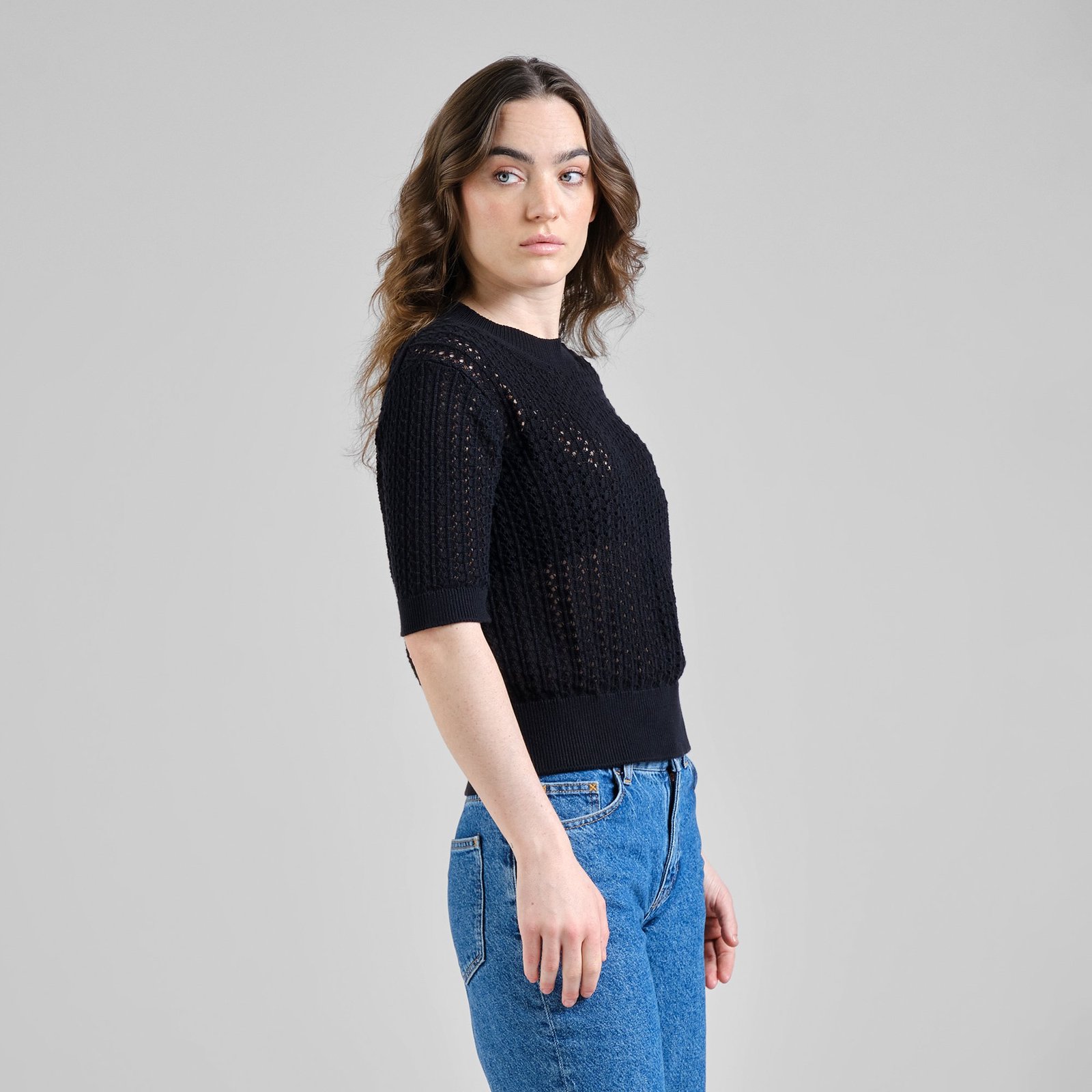 Knitted T-shirt Flen Crochet Black