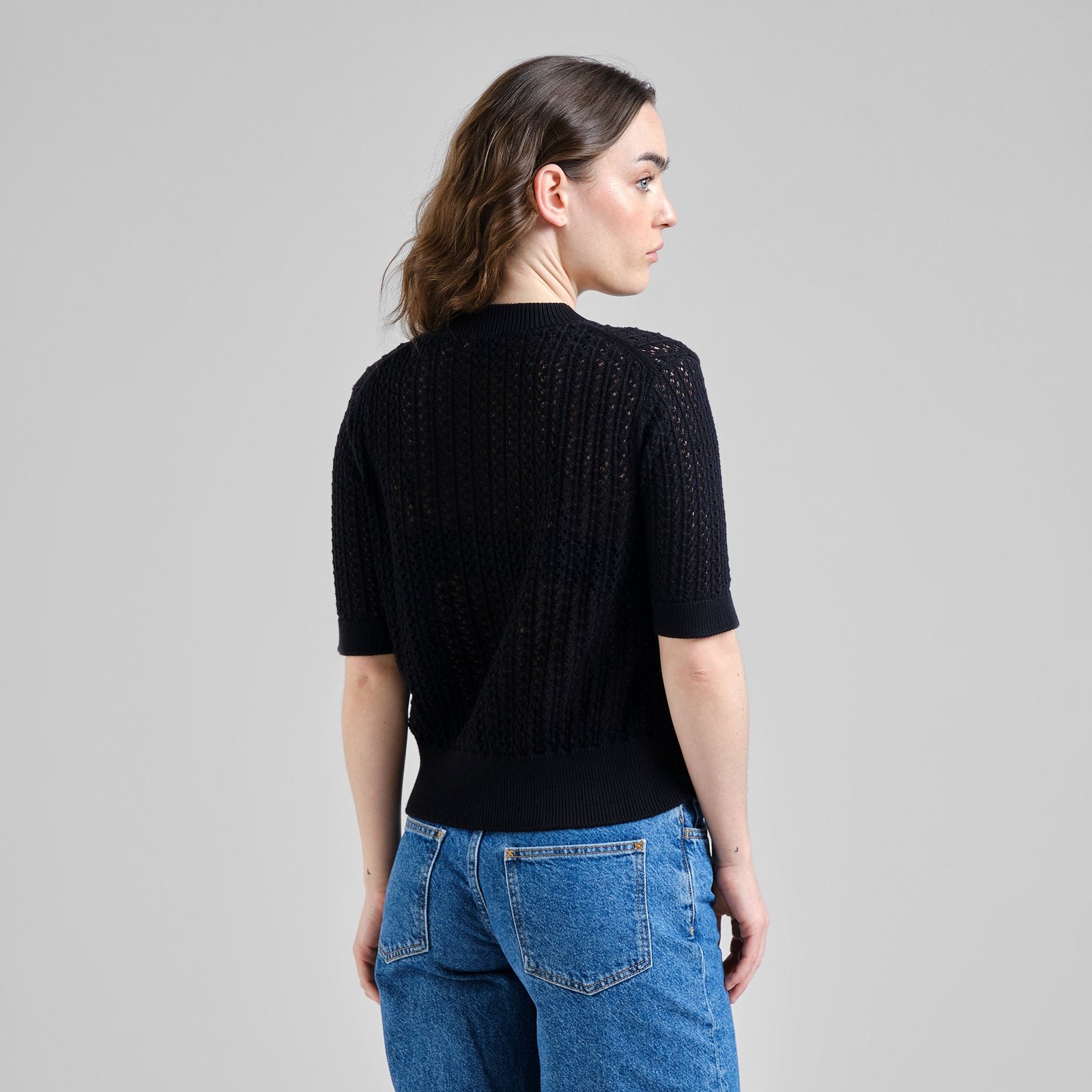 Knitted T-shirt Flen Crochet Black